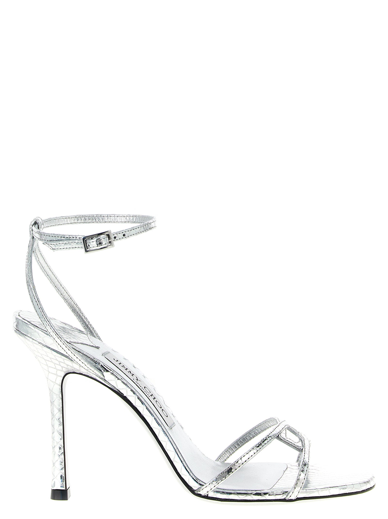 Jimmy Choo Silver Leather Stiletto Heel Sandals