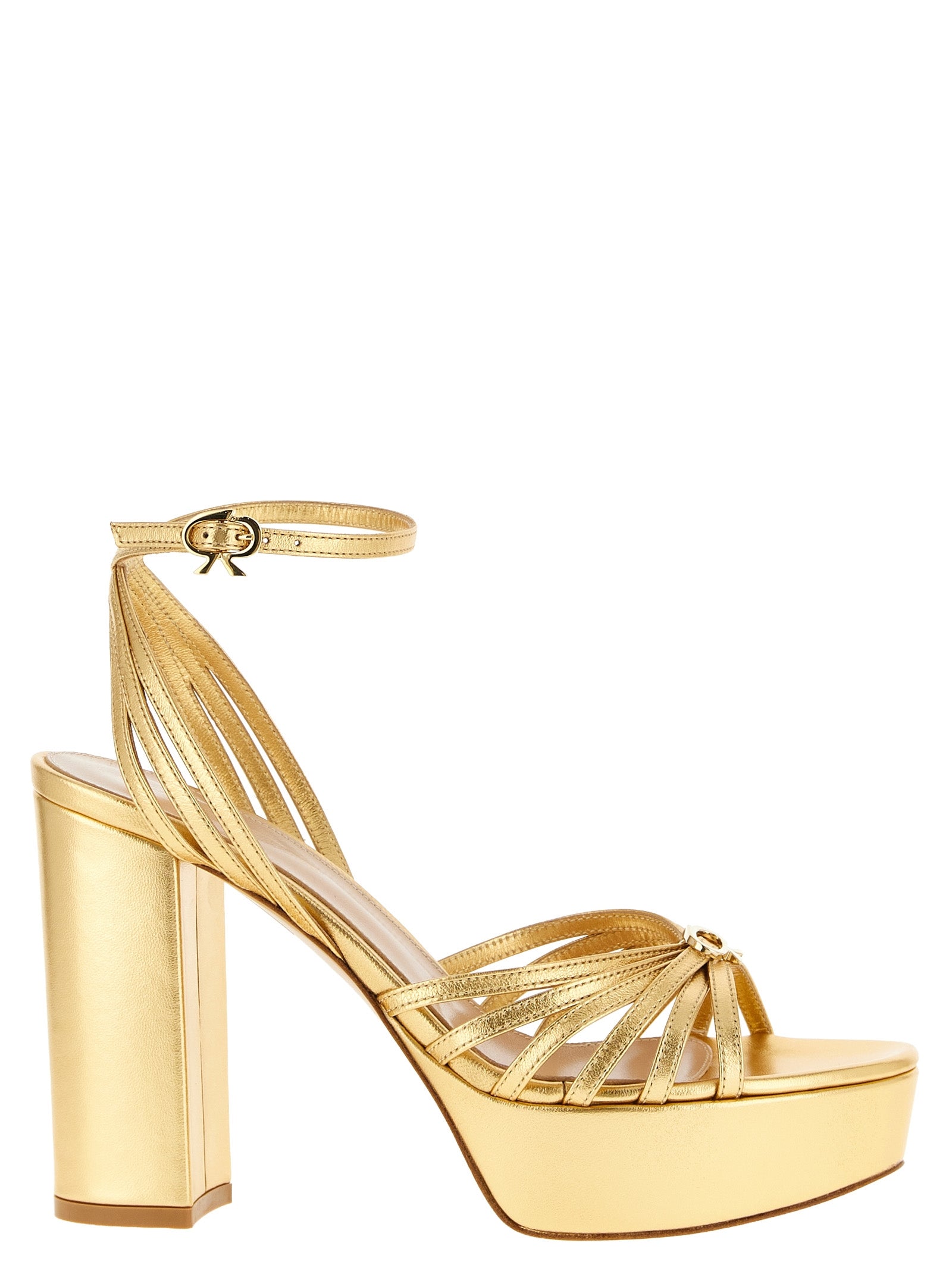Gianvito Rossi Gold Lamb Leather Stiletto Heel Sandals
