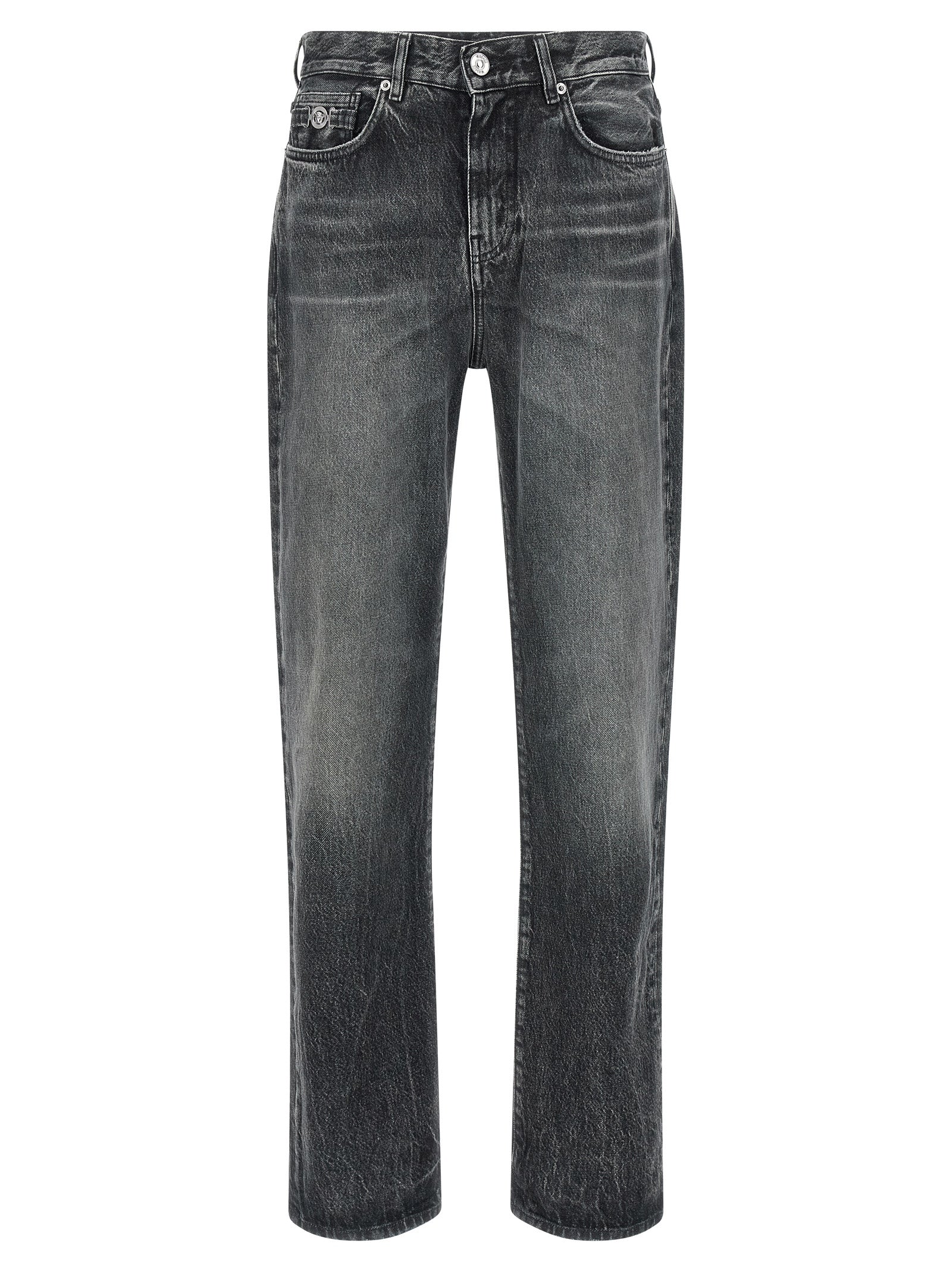 Versace Gray Cotton Straight-Leg Jeans