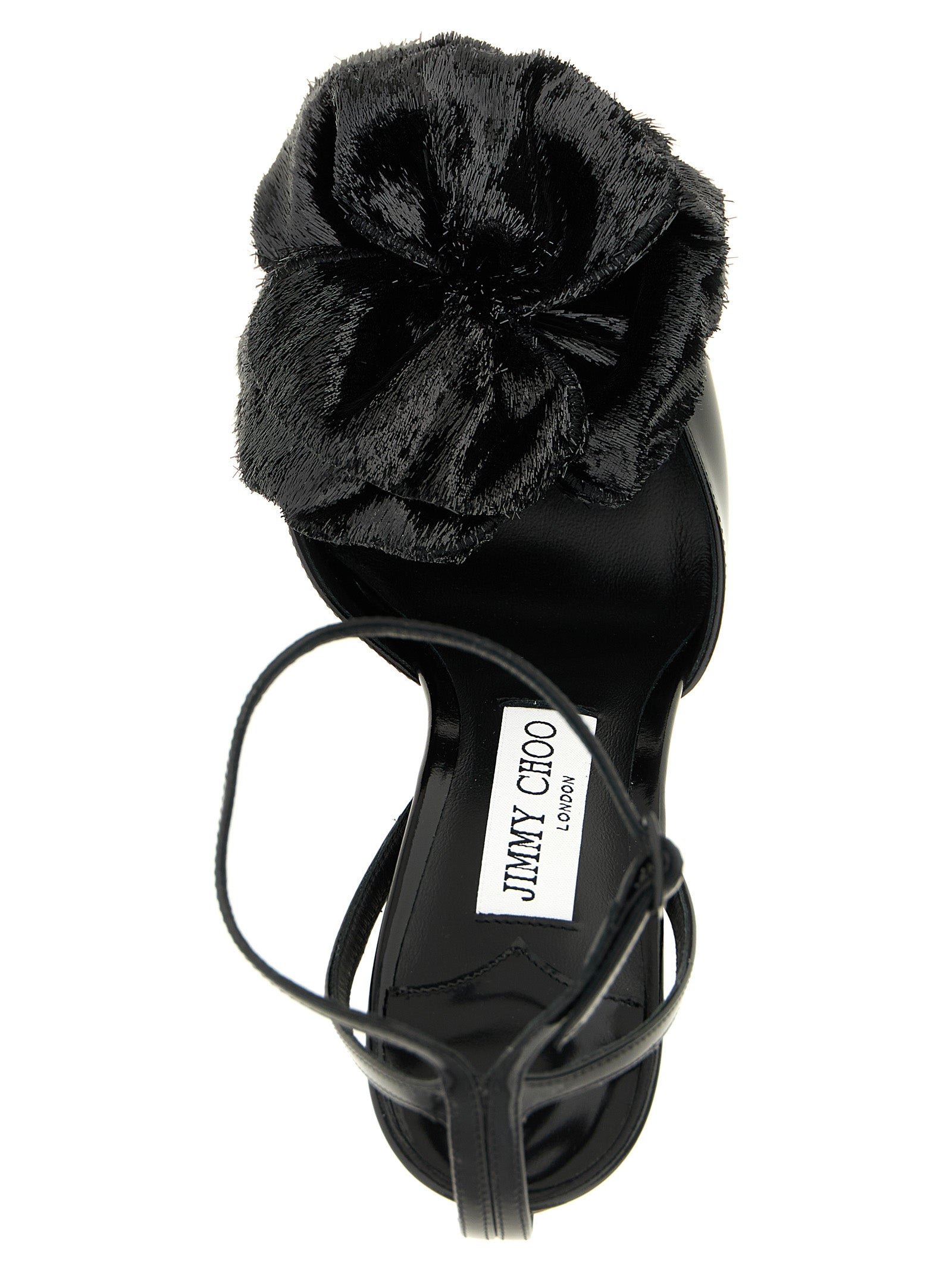 Jimmy Choo Black Leather Stiletto Heel Sandals