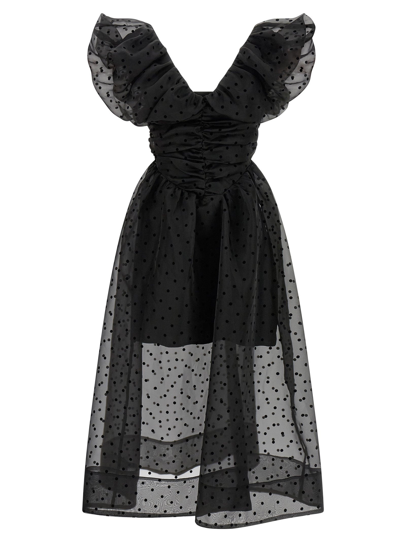 Ganni Black Recycled Polyester Midi Dress