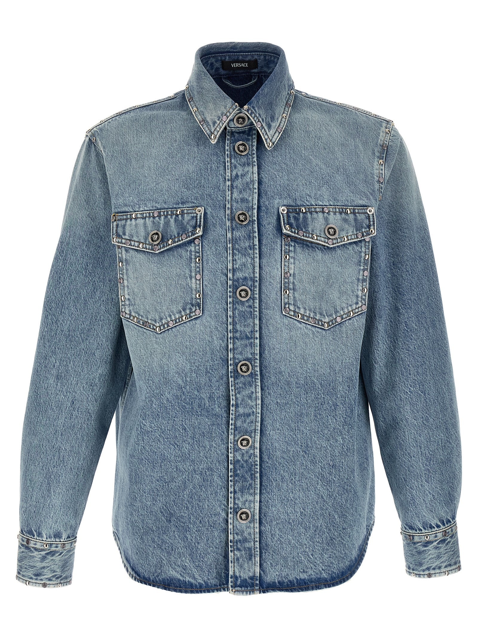 Versace Blue Cotton Blouse