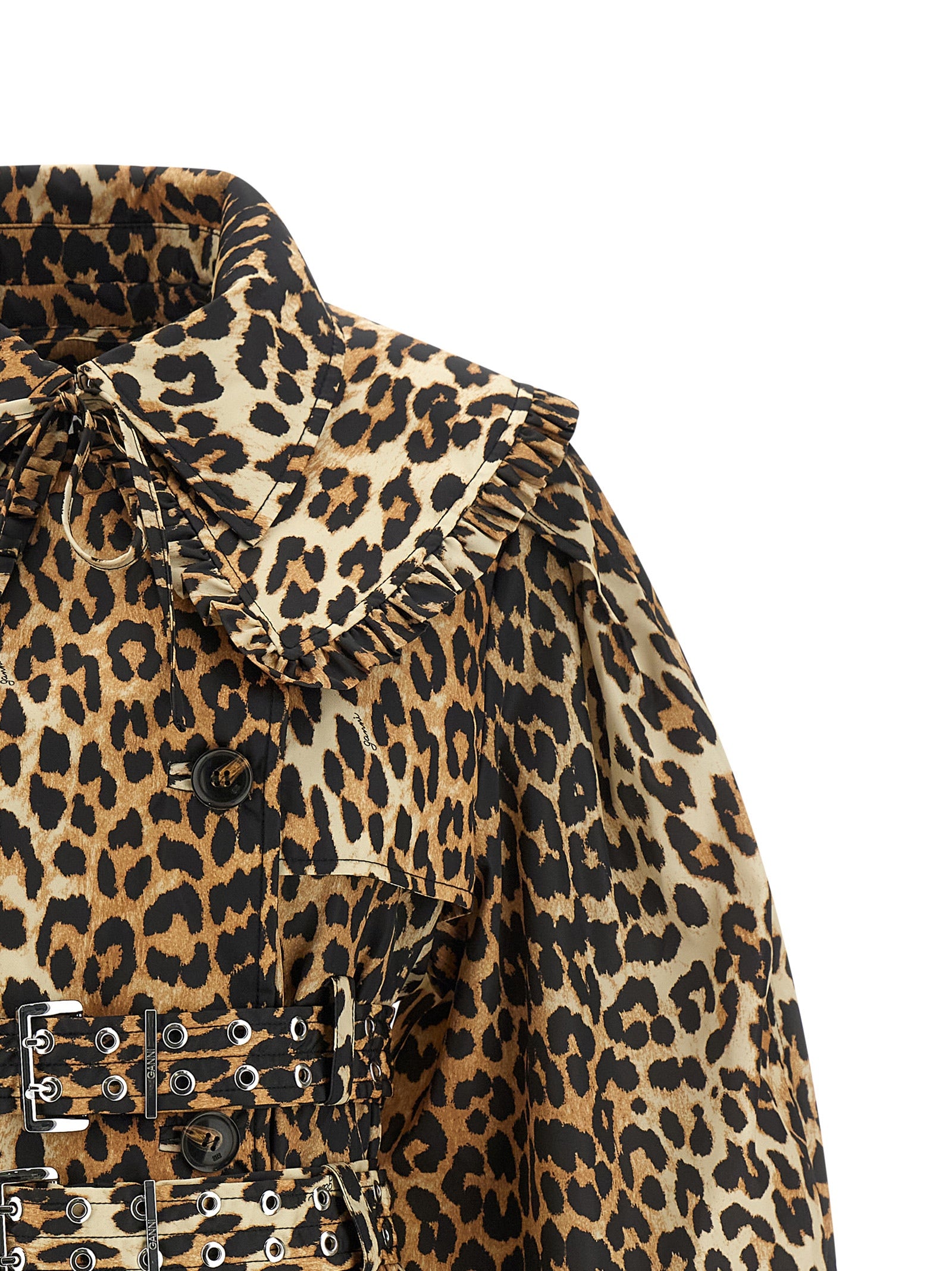 Ganni Brown Recycled Polyamide Coat