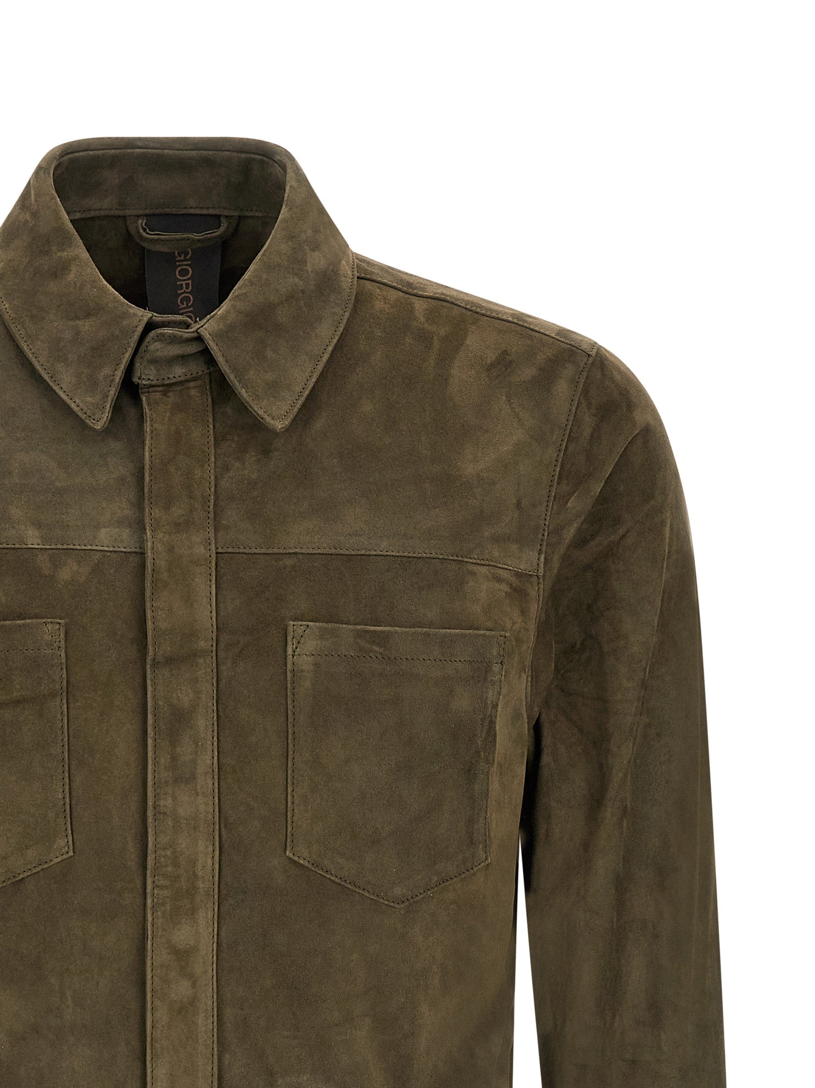 GIORGIO BRATO Bicolor Suede Leather Blouse