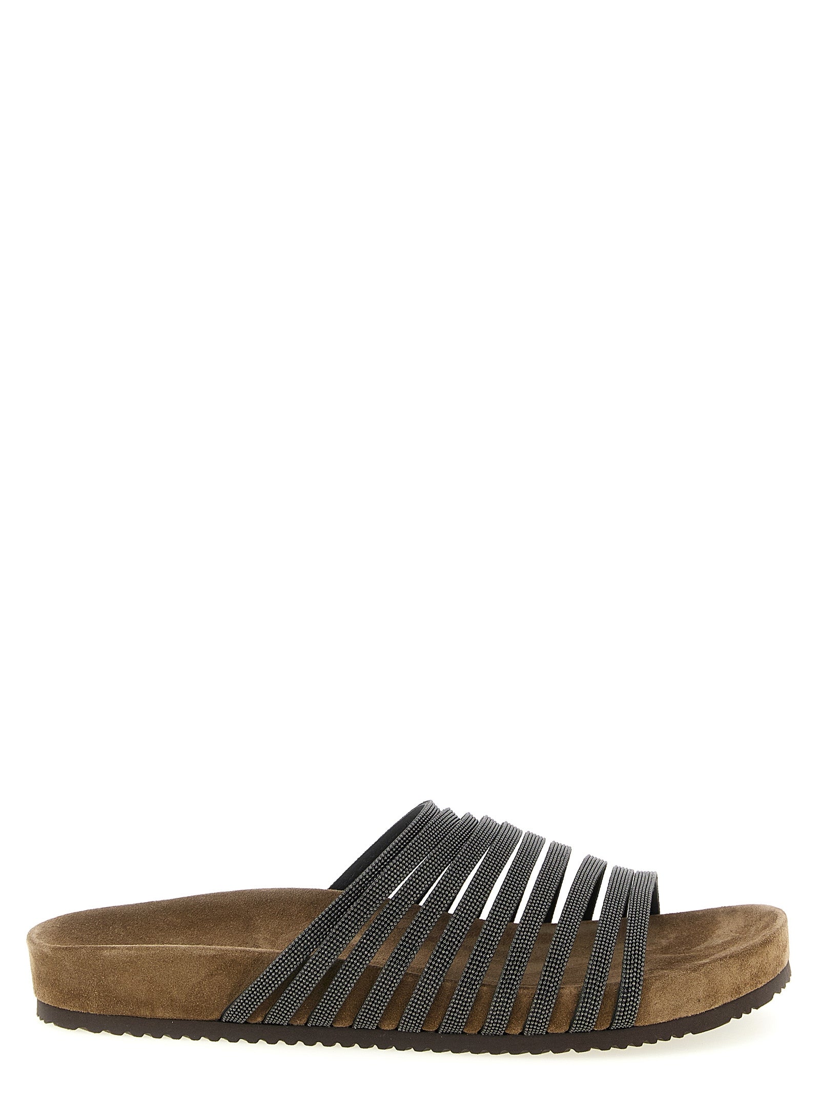 Brunello Cucinelli Black Lamb Leather Slides