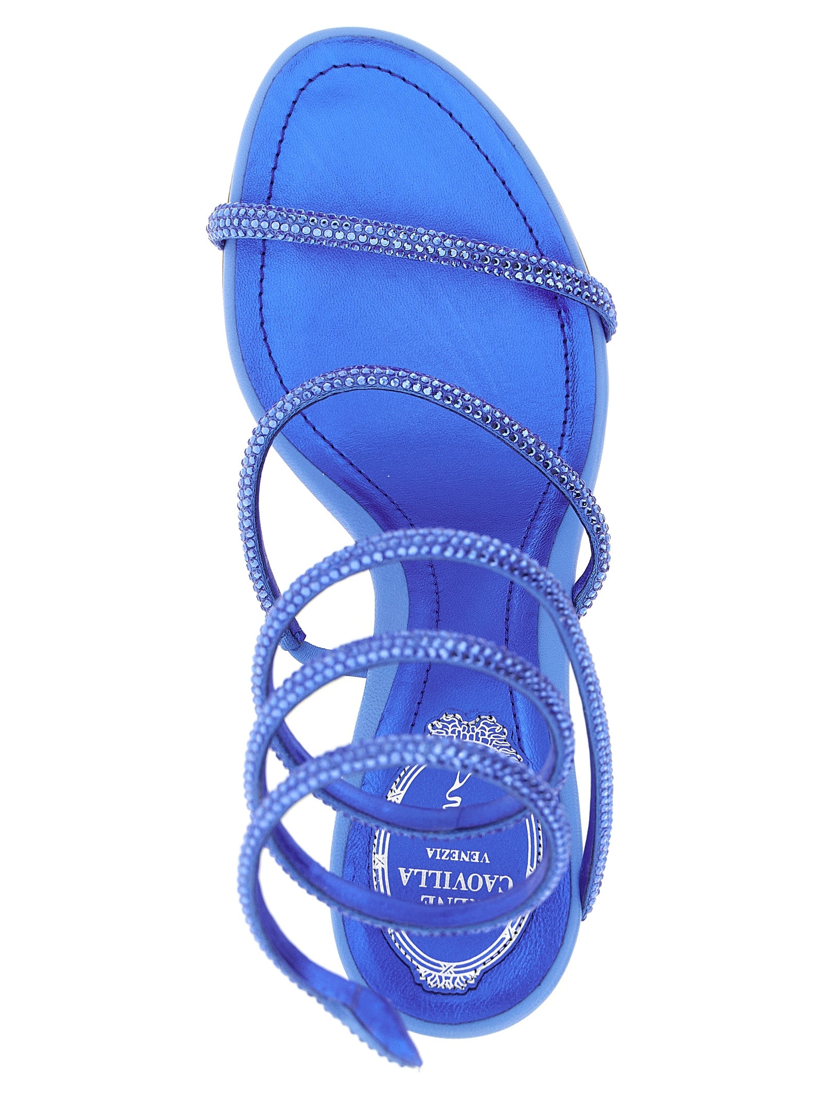 RENE CAOVILLA Blue Viscose Stiletto Heel Sandals