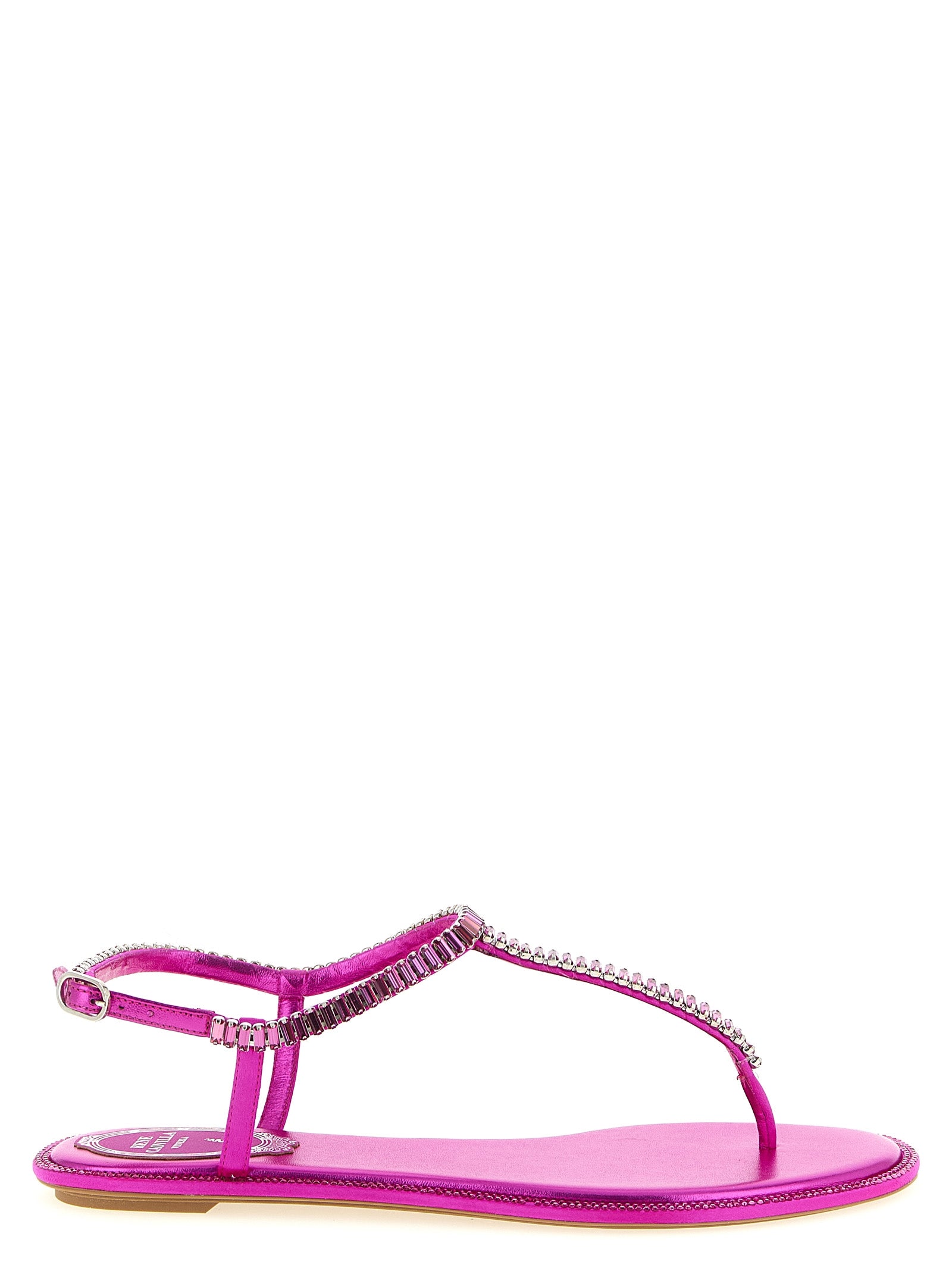 RENE CAOVILLA Fuchsia Viscose Flat Sandals