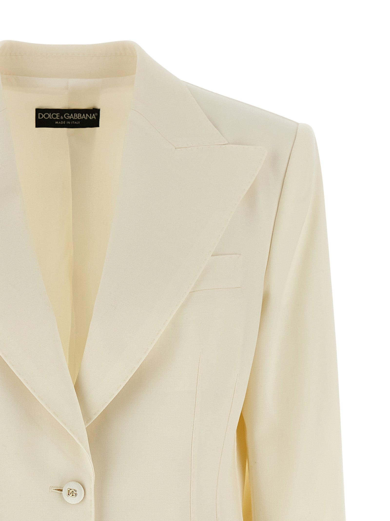 Dolce & Gabbana White Virgin Wool Blazer