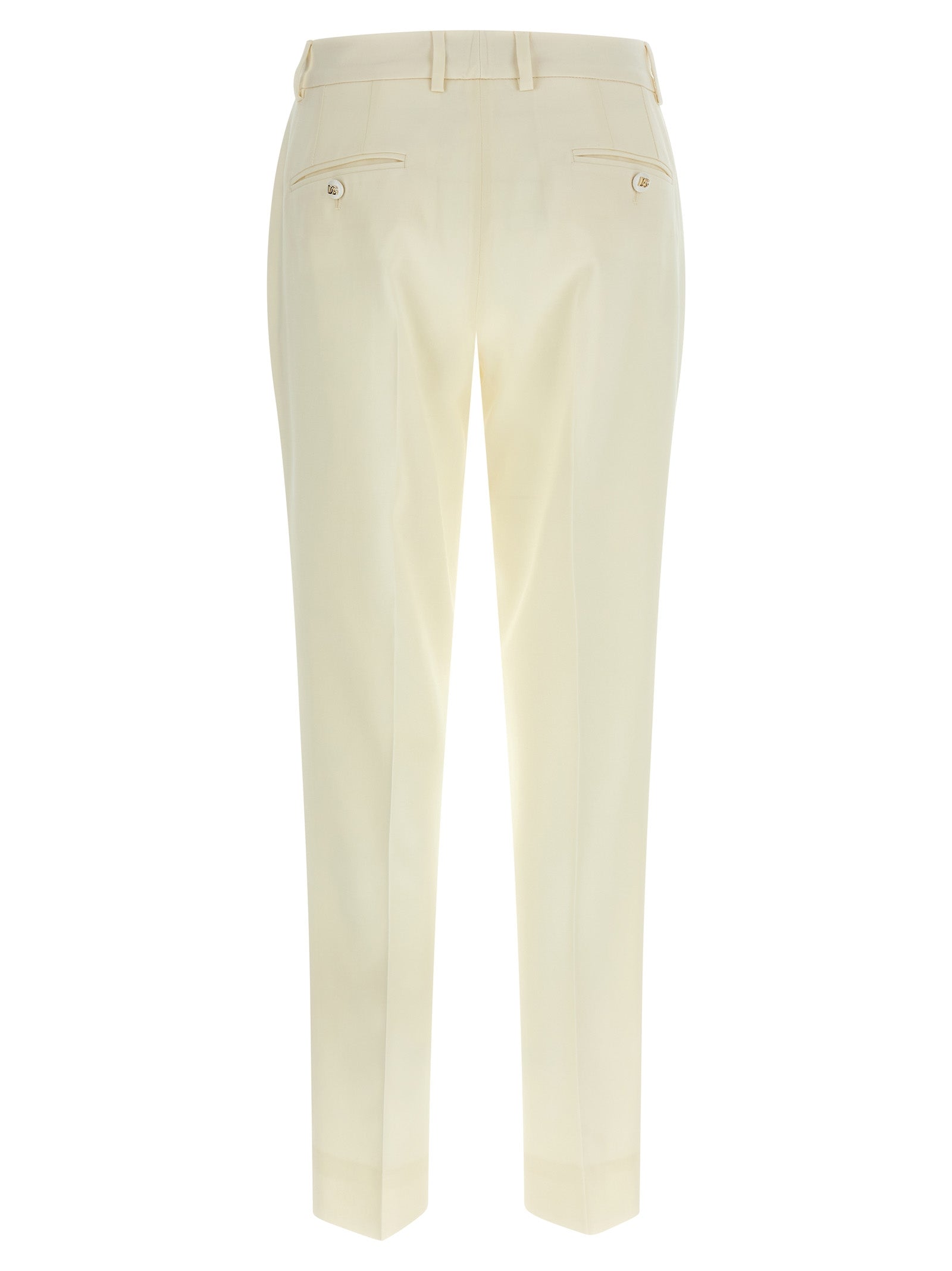 Dolce & Gabbana White Virgin Wool Dress Pants