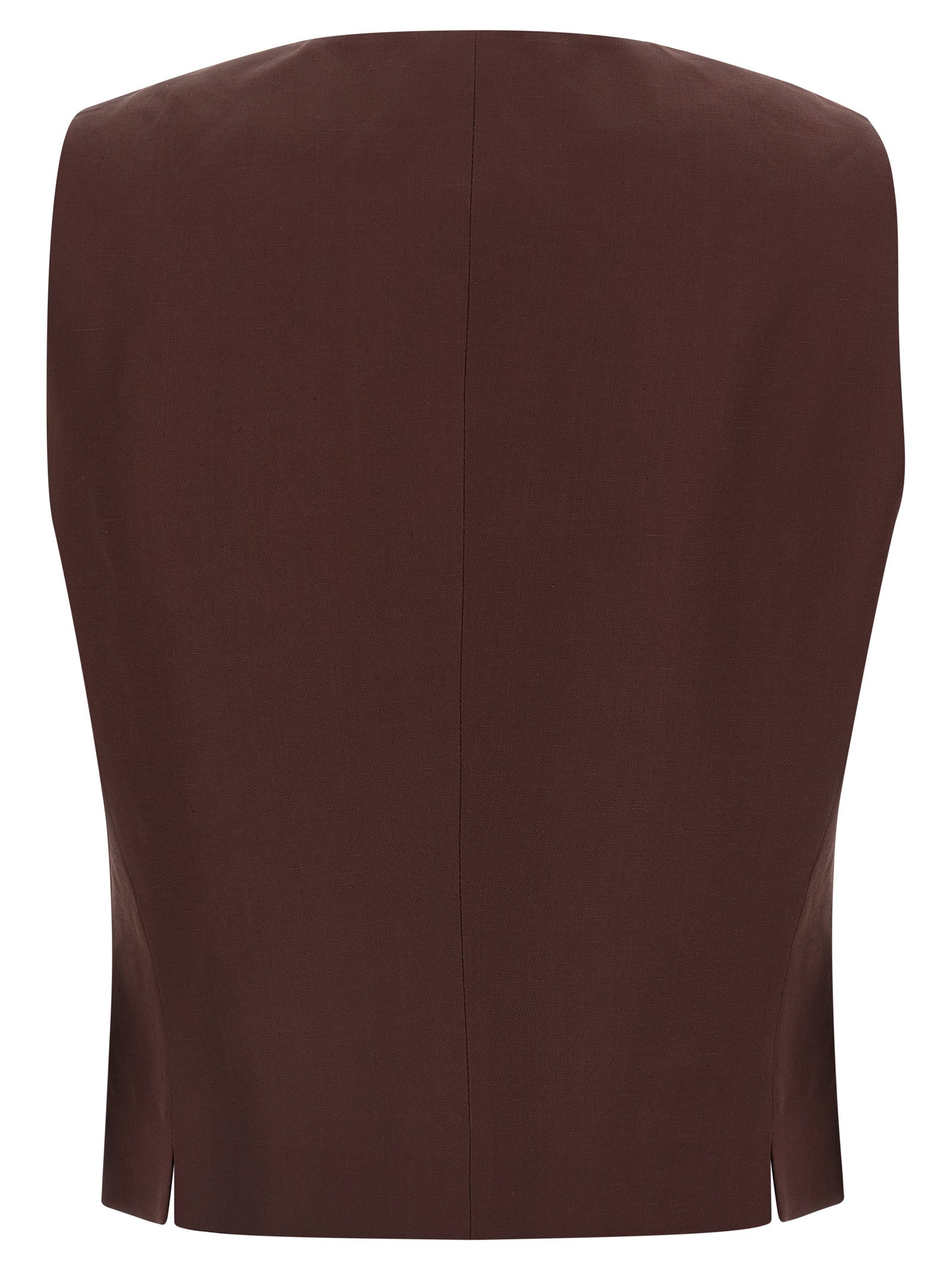Alberto Biani Brown Viscose Sleeveless Jacket