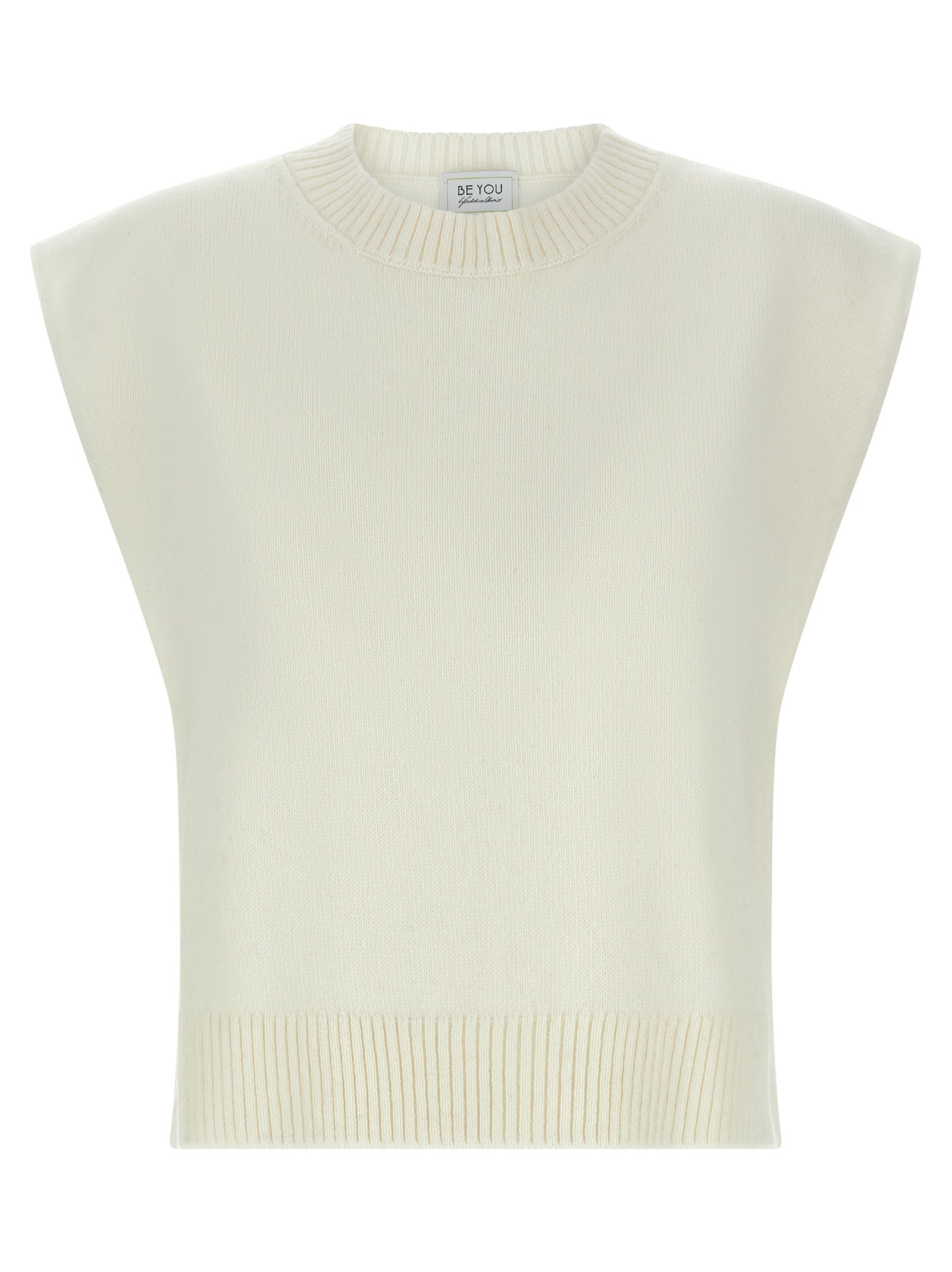 BE YOU White Cashmere Sleeveless Jacket