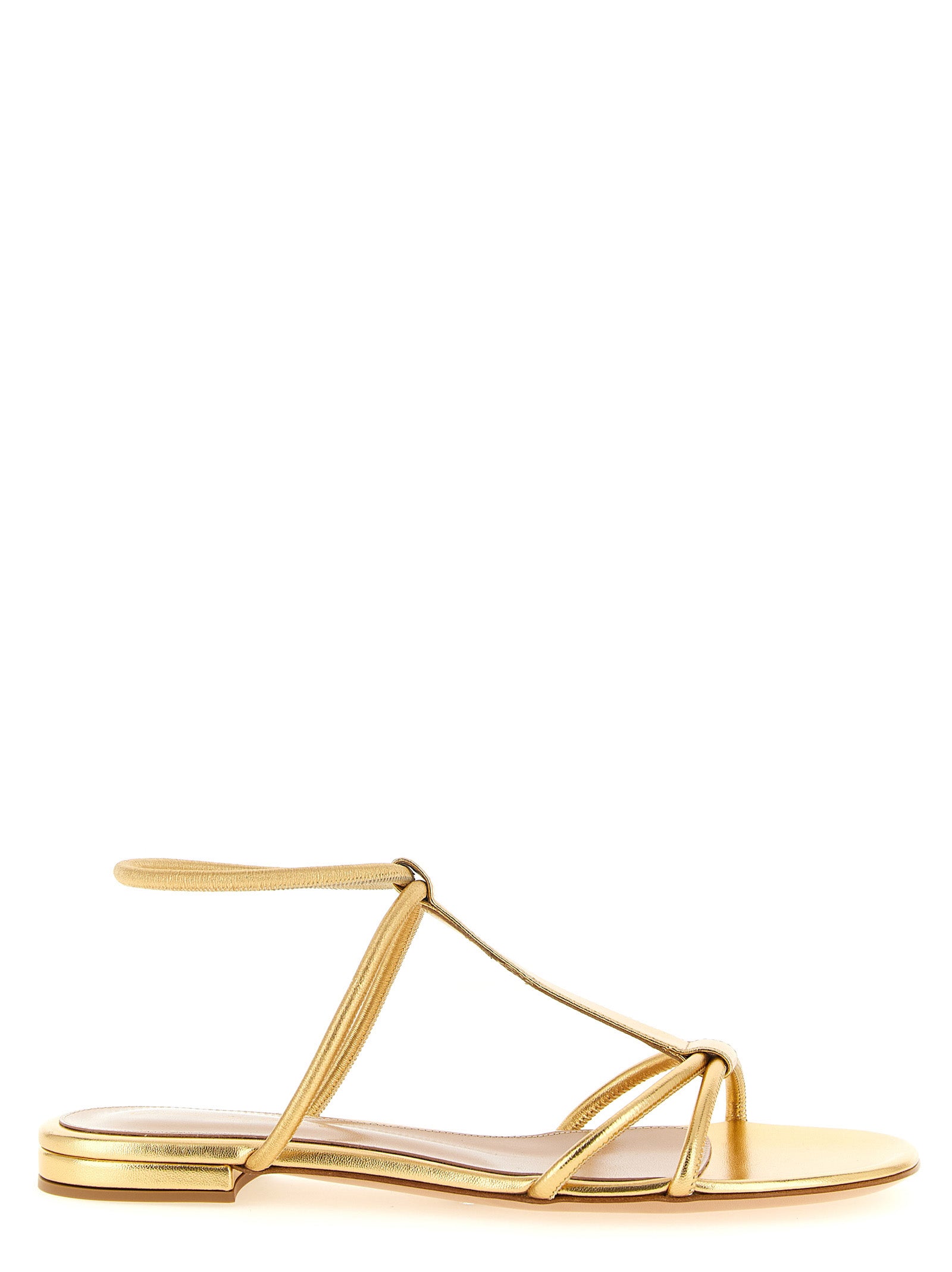 Gianvito Rossi Gold Lamb Leather Flat Sandals