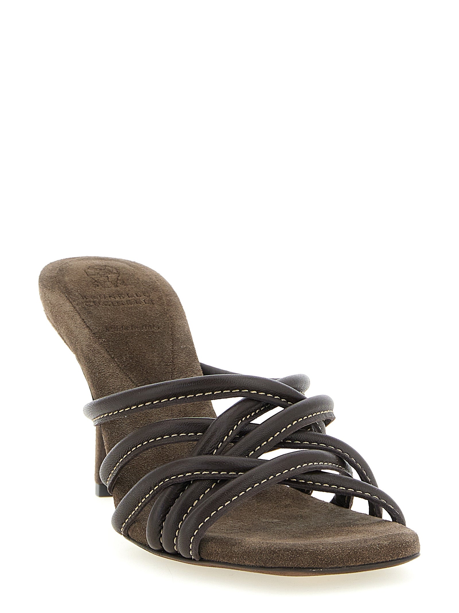 Brunello Cucinelli Brown Leather Stiletto Heel Sandals