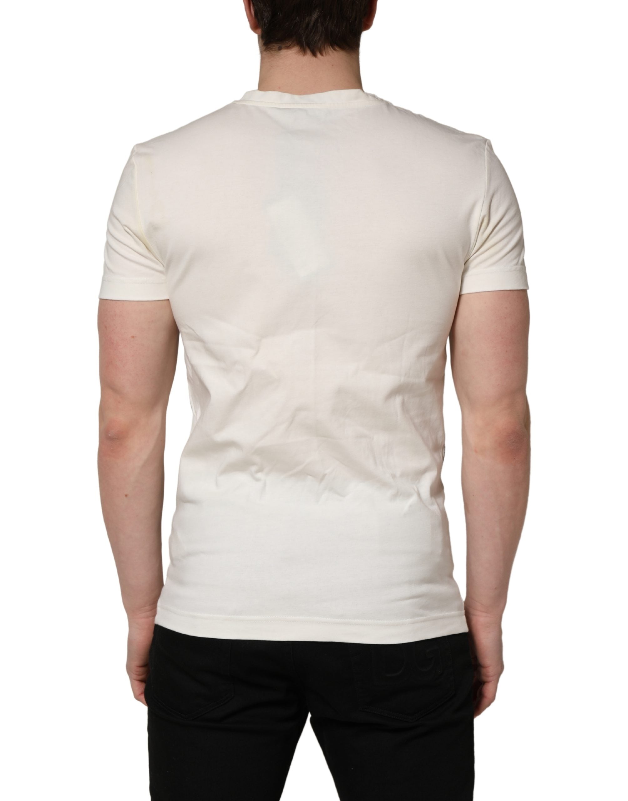 Dolce & Gabbana White Cotton Logo Bandana Print Men T-shirt