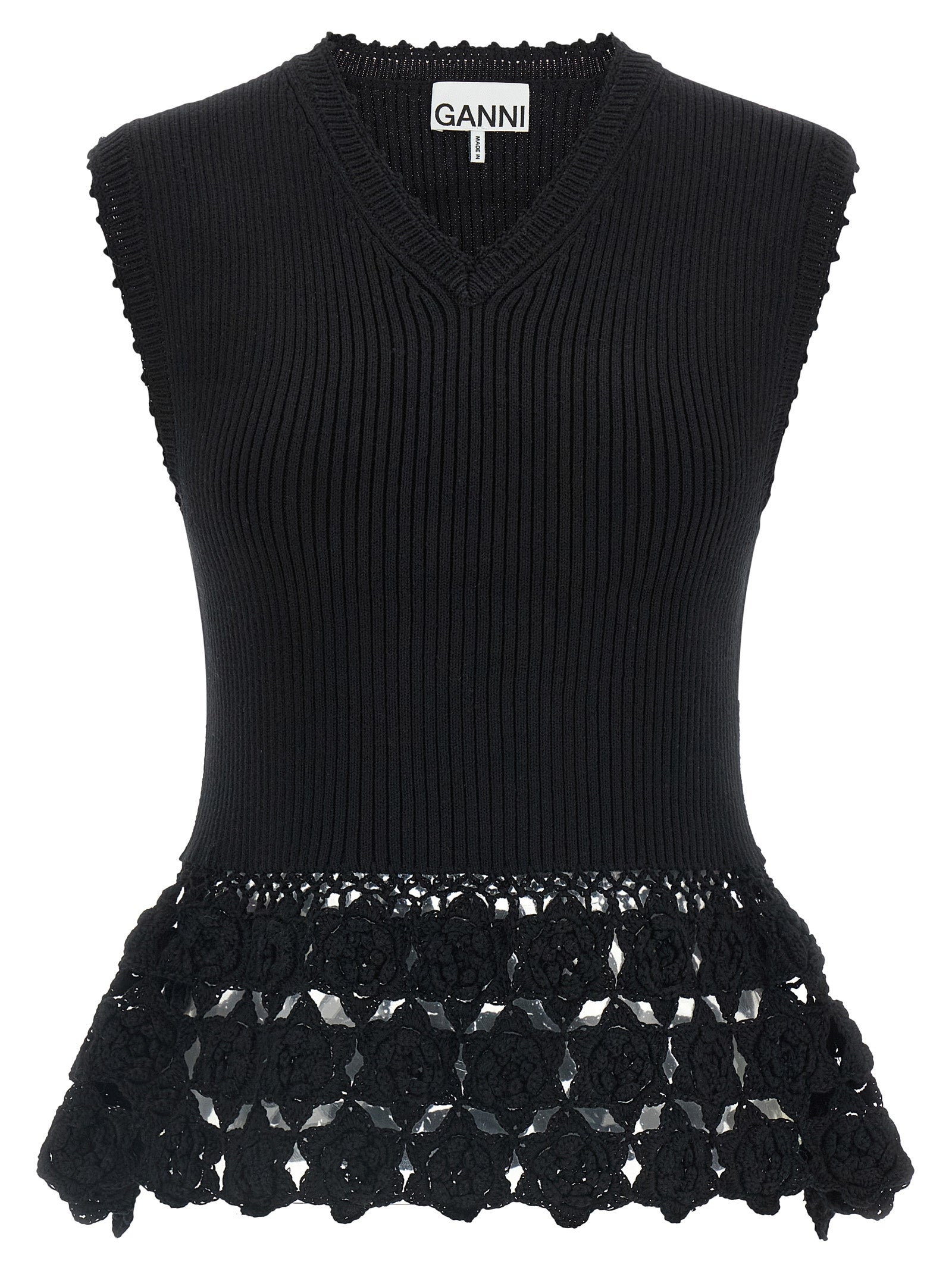 Ganni Black Organic Cotton Sleeveless Jacket