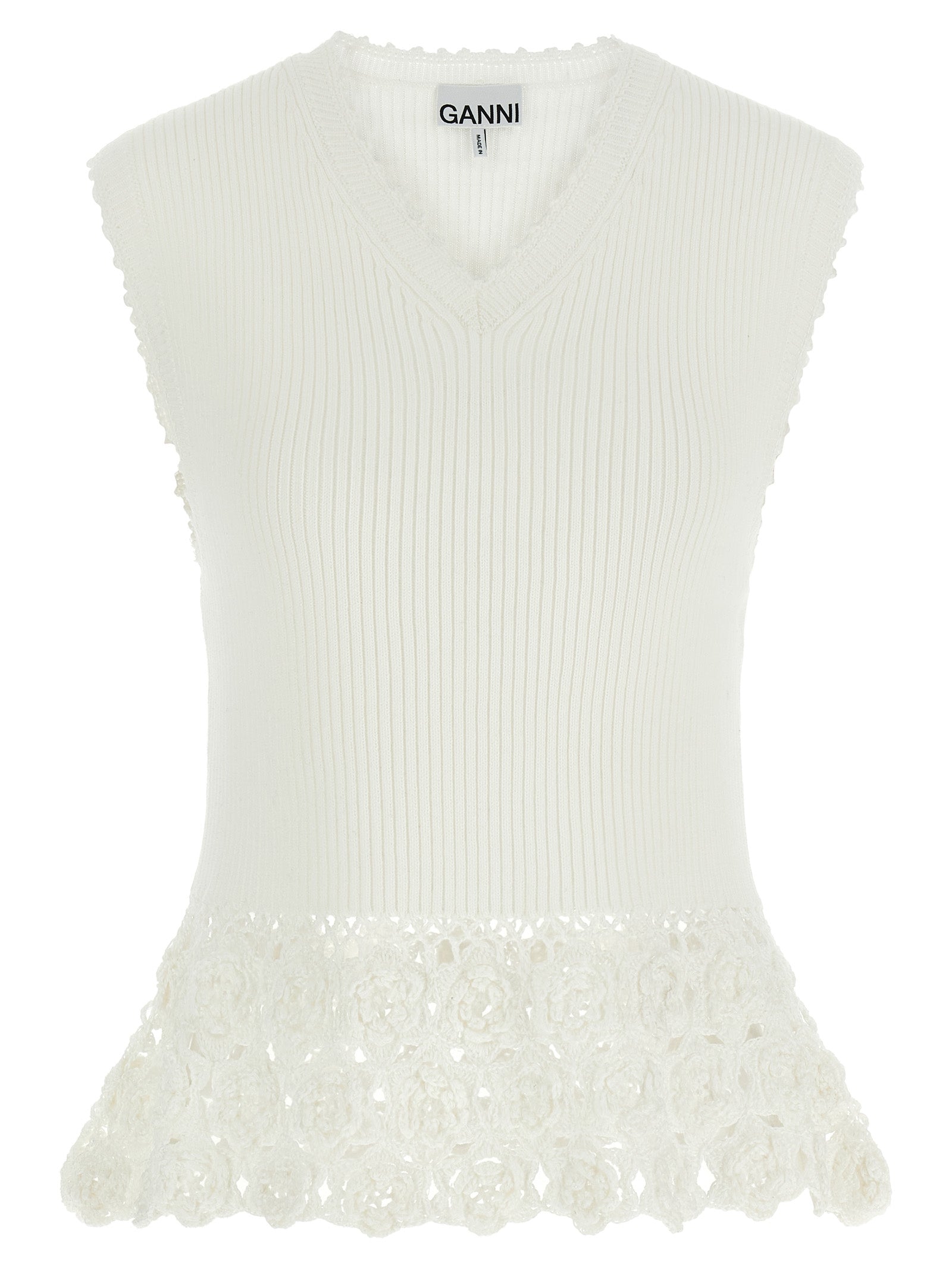 Ganni White Organic Cotton Sleeveless Jacket