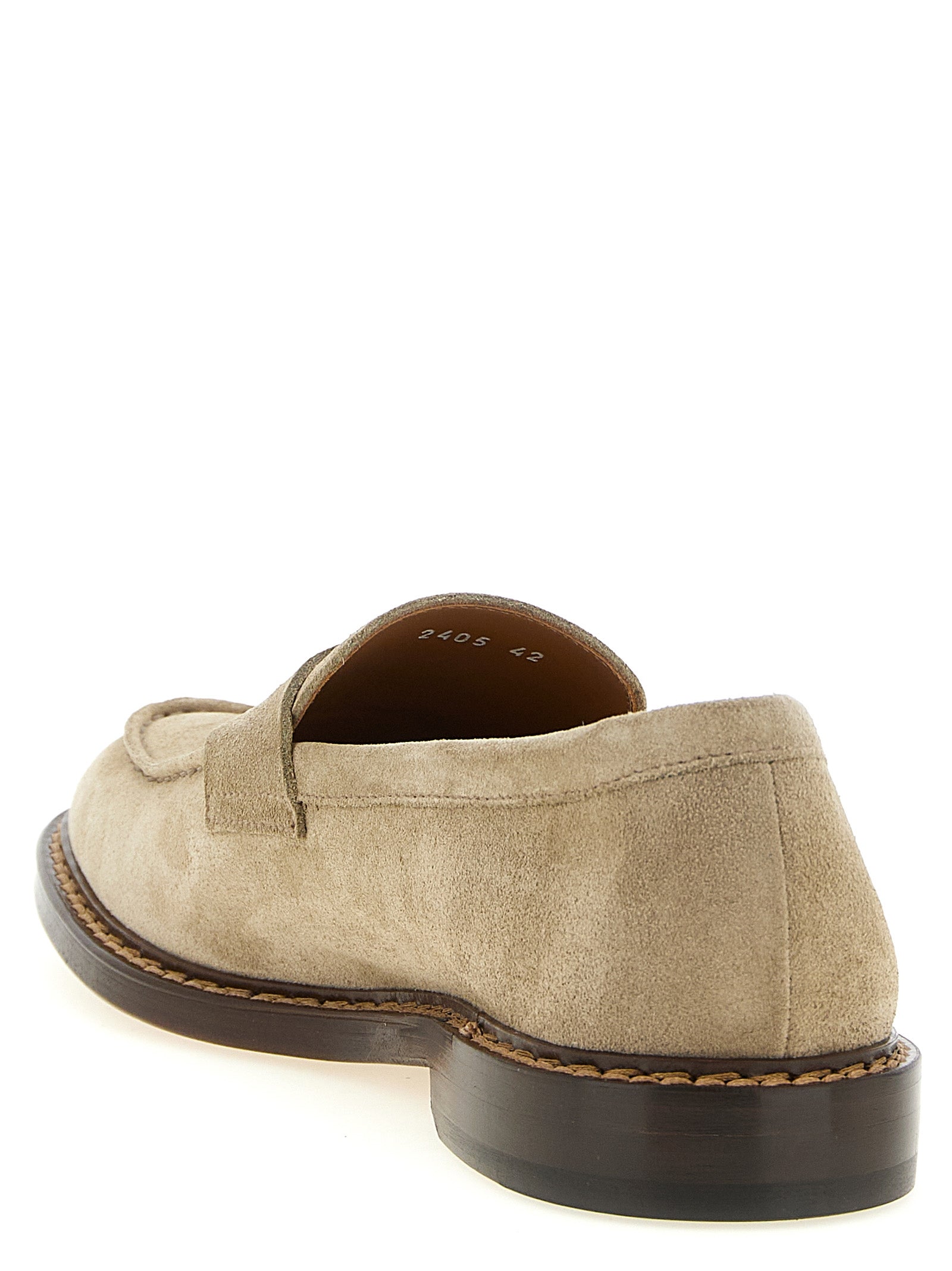 Doucal's Beige Calfskin Slip-On Loafers