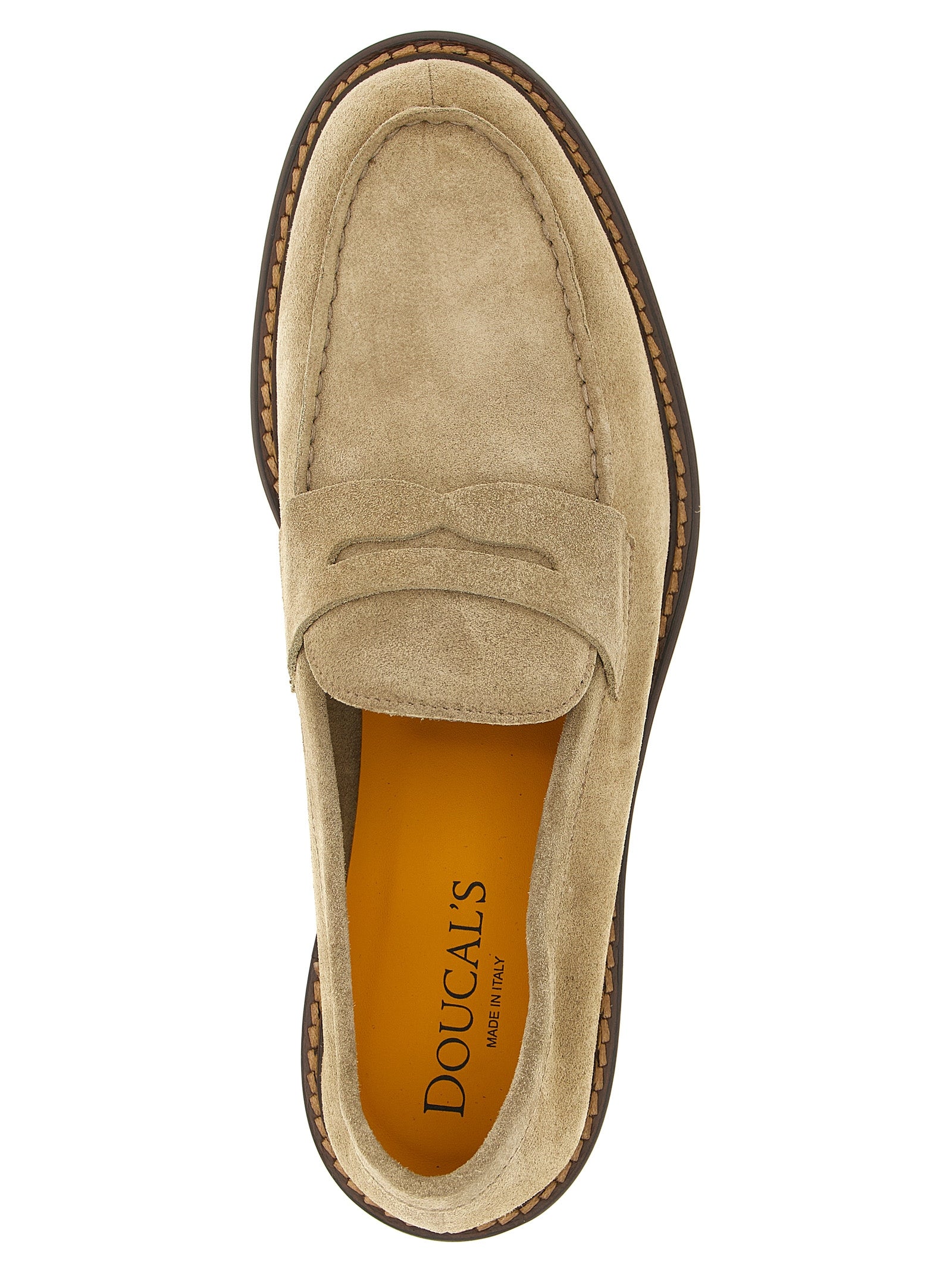 Doucal's Beige Calfskin Slip-On Loafers