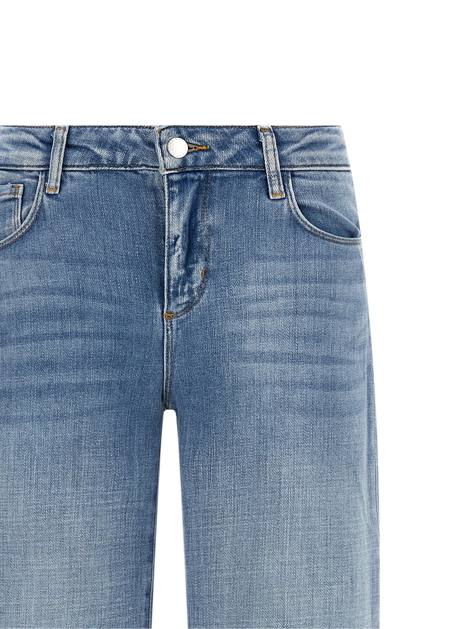 L'Agence Blue Cotton Straight-Leg Jeans