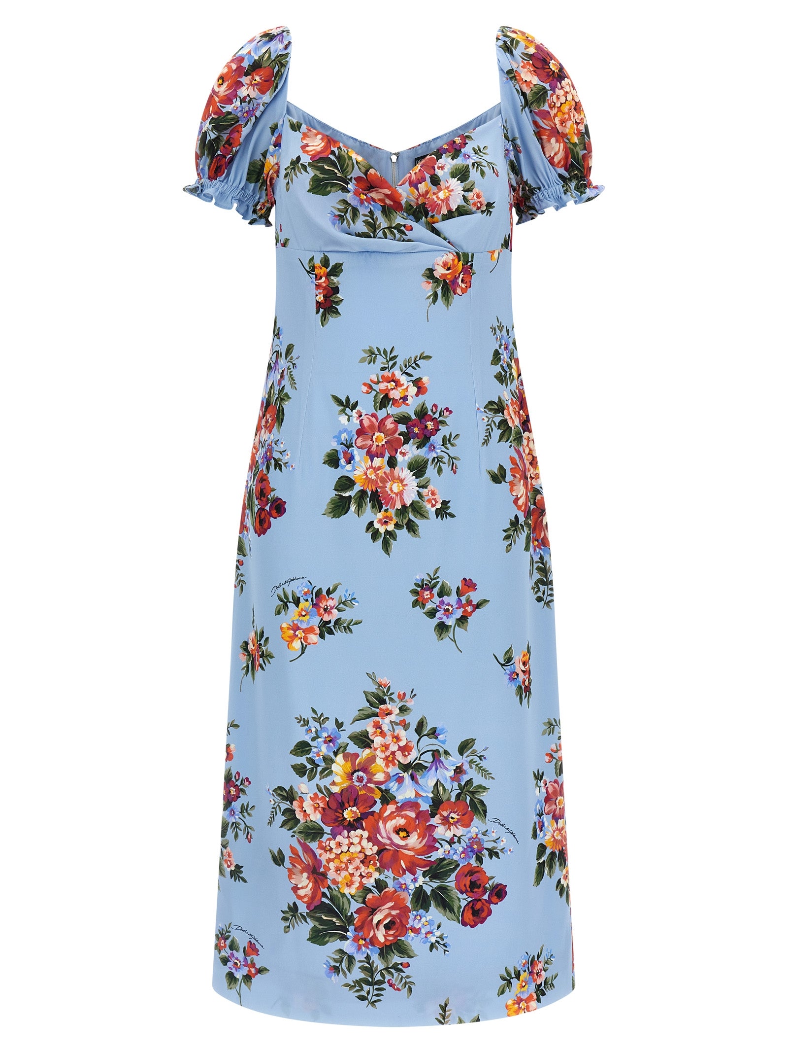 Dolce & Gabbana Blue Silk Midi Dress