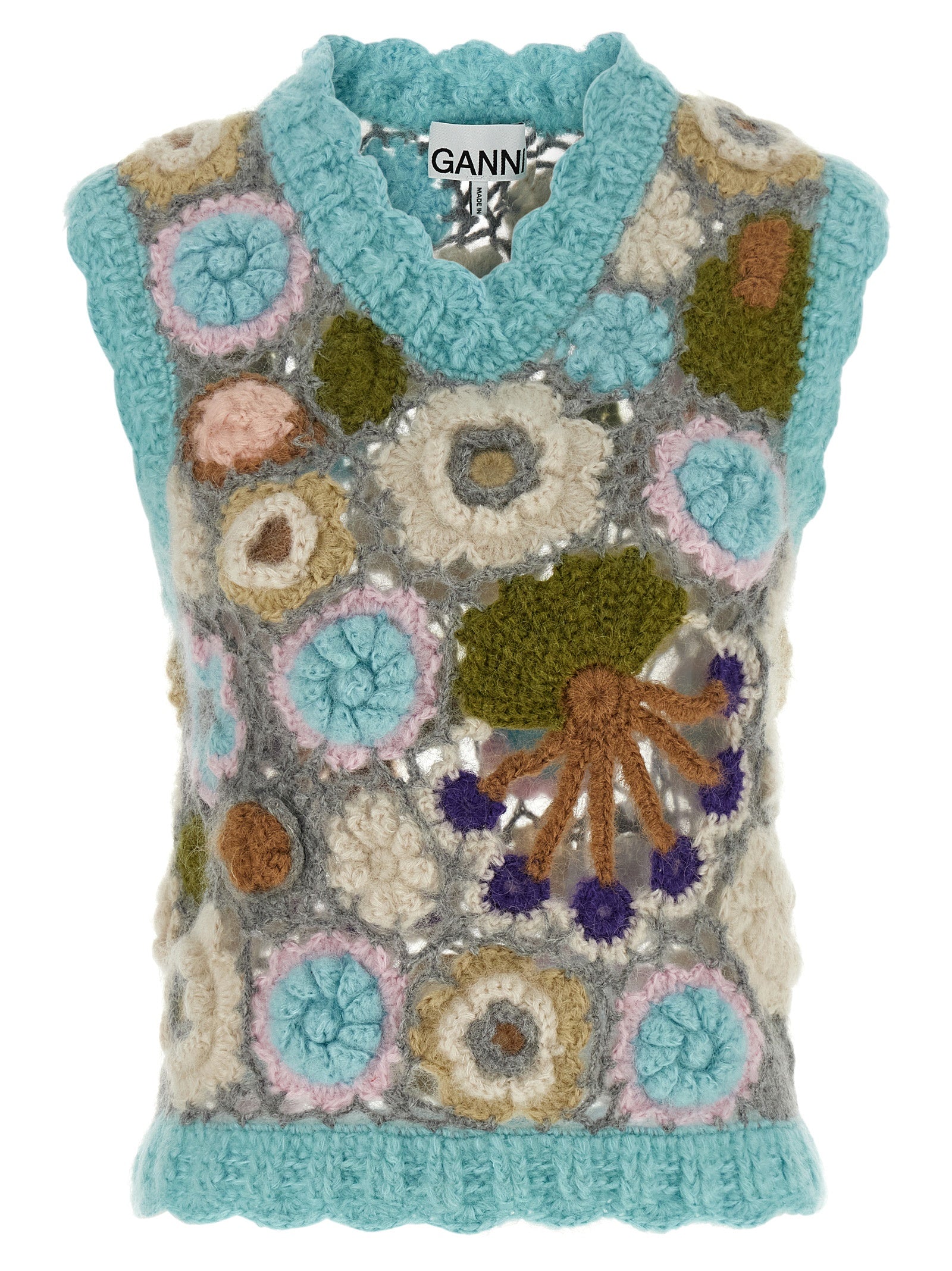 Ganni Multicolor Wool Sleeveless Jacket