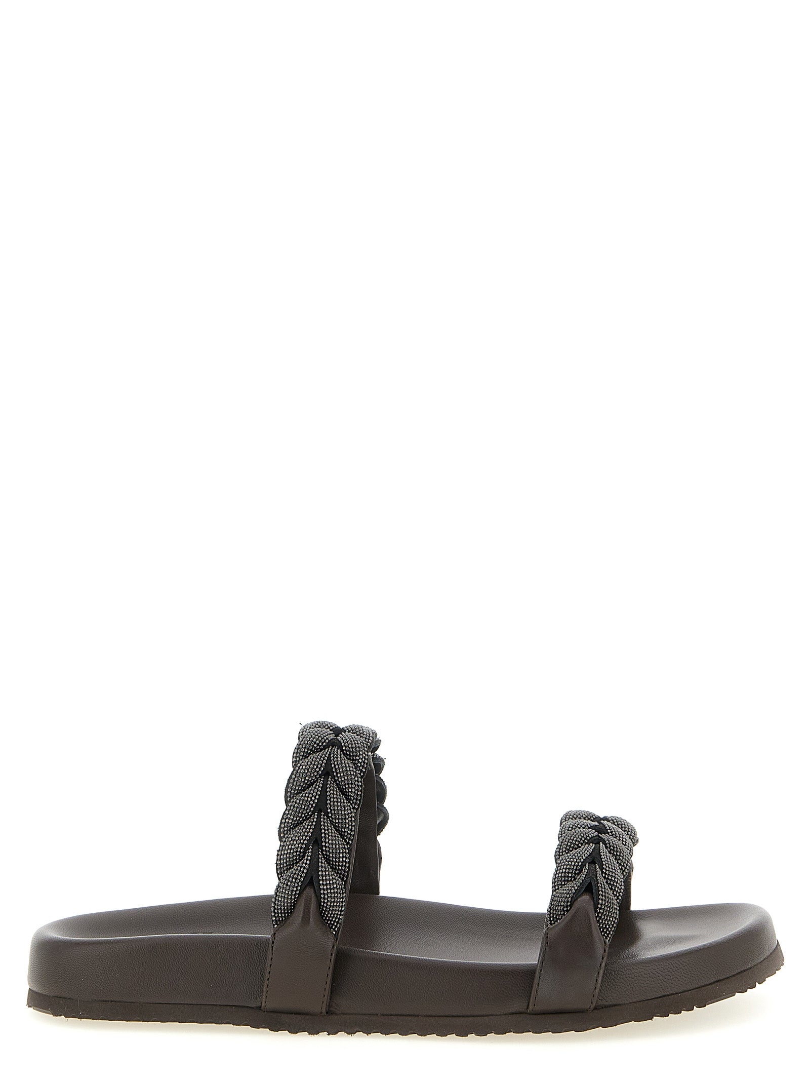 Brunello Cucinelli Brown Leather Slides