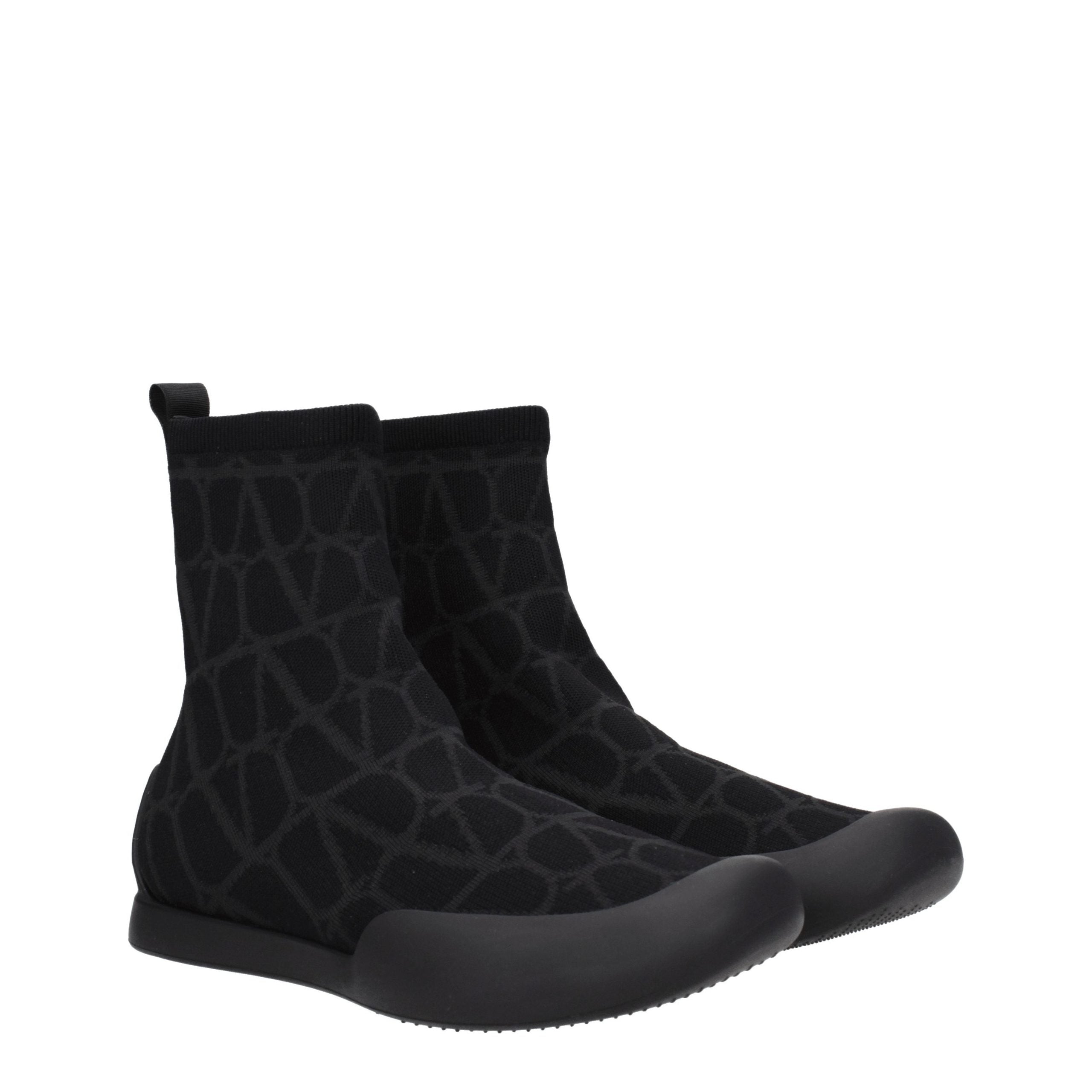 Valentino Garavani Black Fabric High Top Sneakers