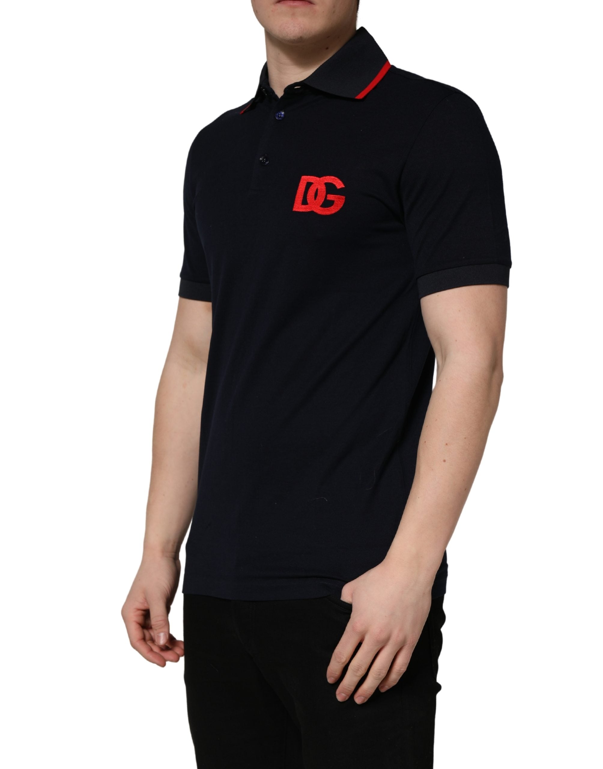 Dolce & Gabbana Black DG Logo Print Short Sleeve Polo T-shirt
