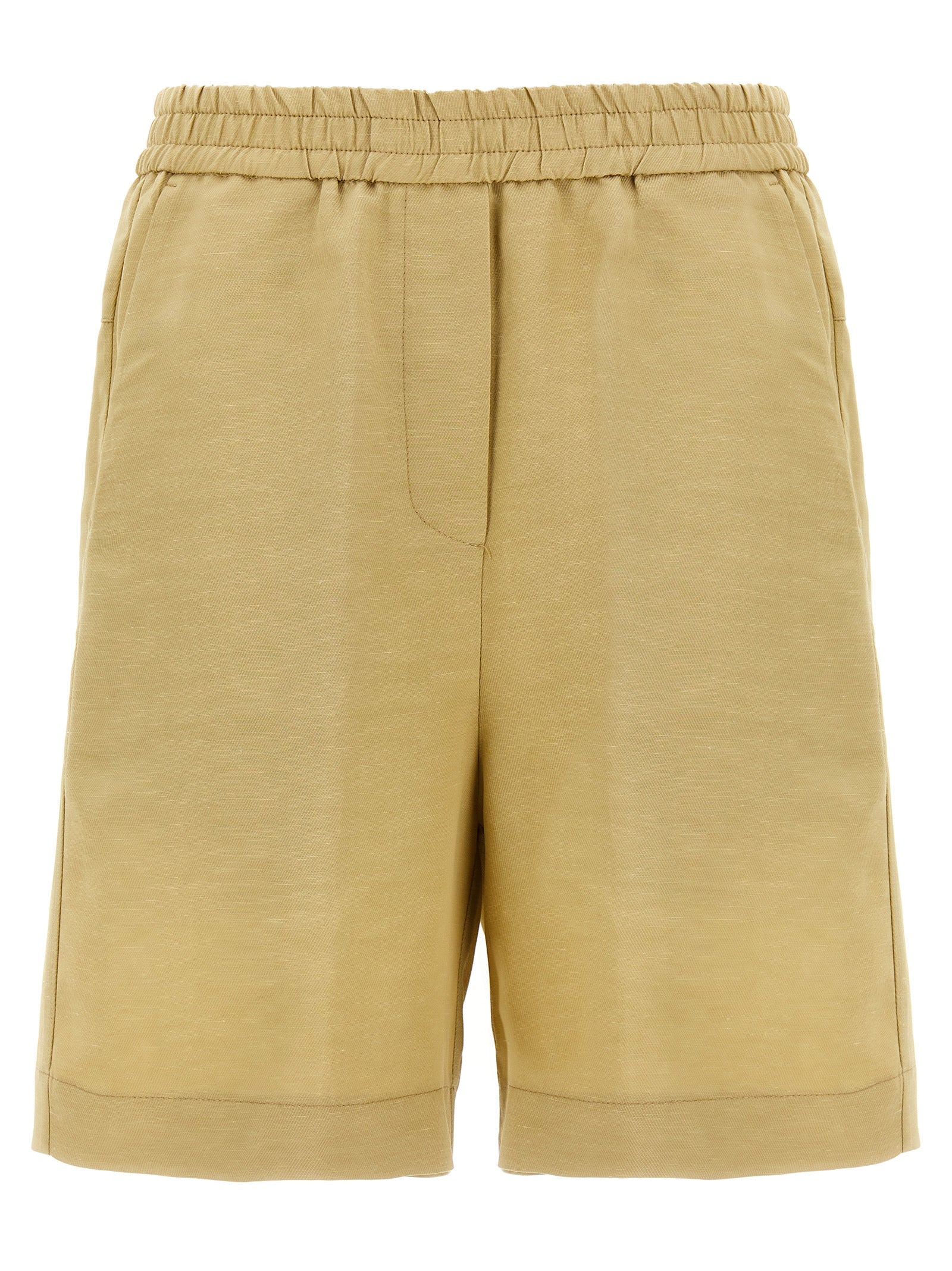NUDE Beige Viscose Bermuda Shorts