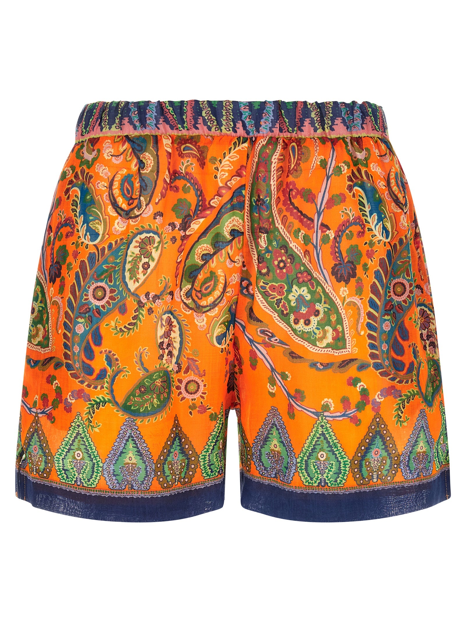 Etro Orange Ramie Bermuda Shorts