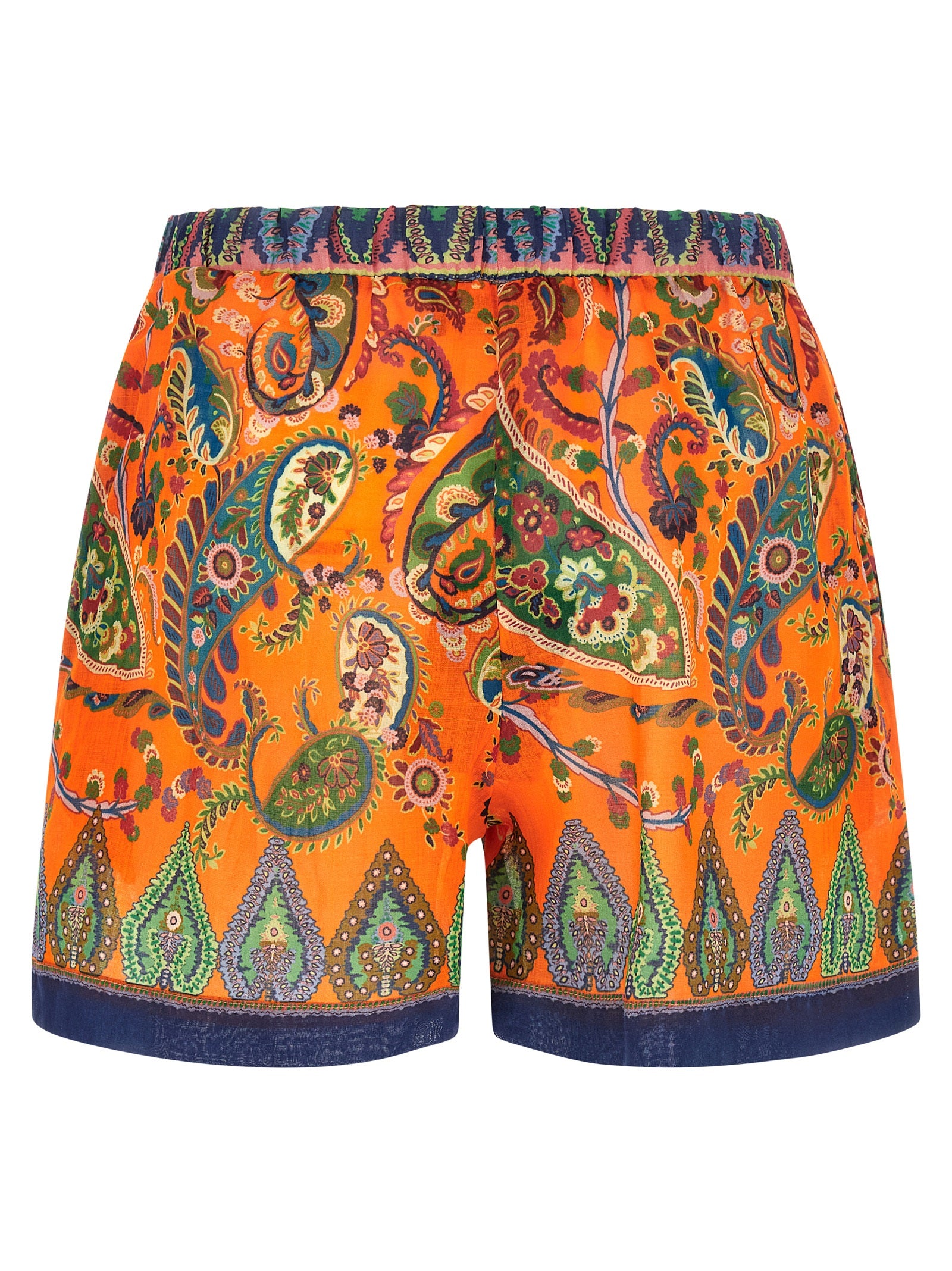 Etro Orange Ramie Bermuda Shorts