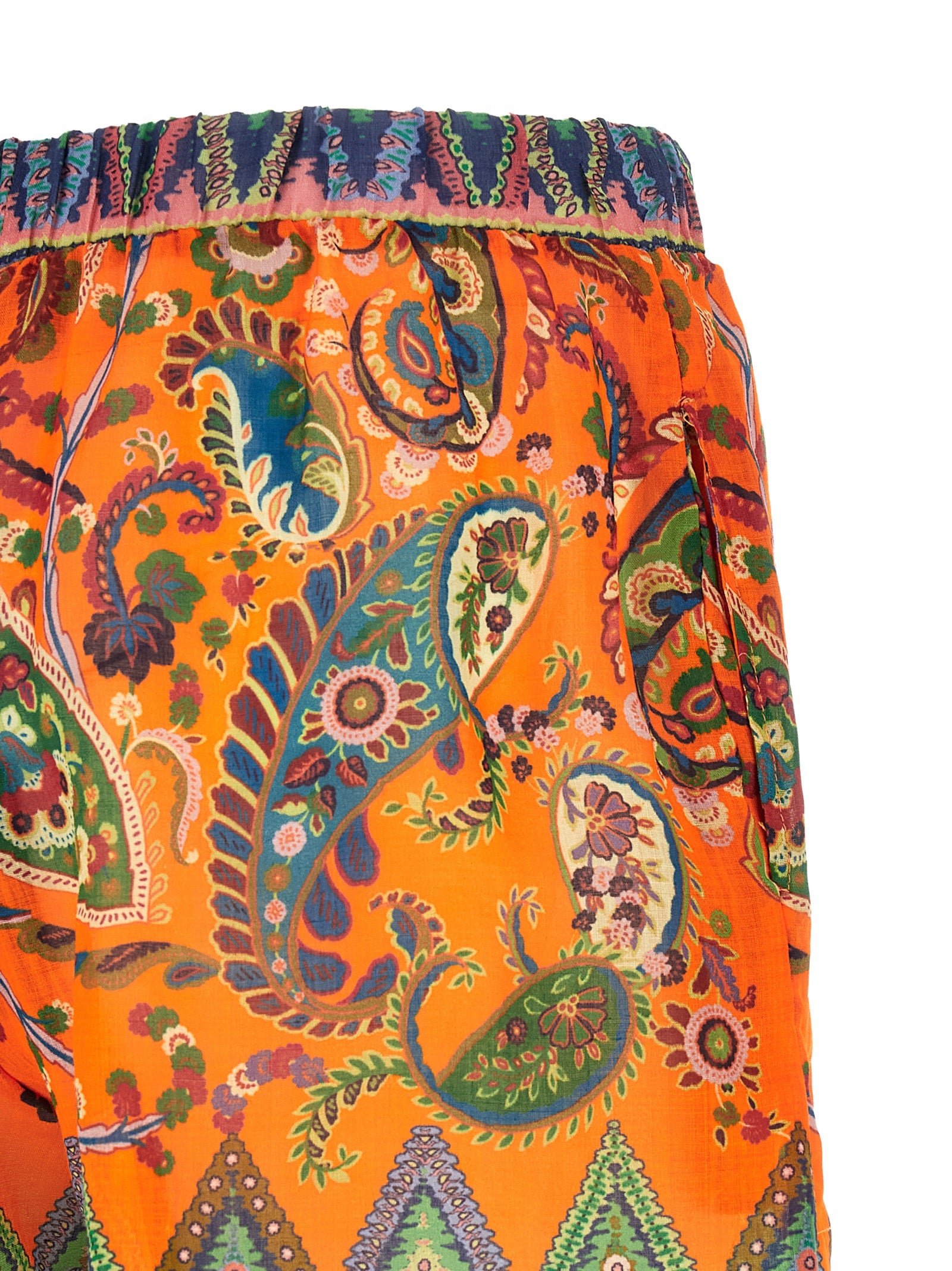 Etro Orange Ramie Bermuda Shorts