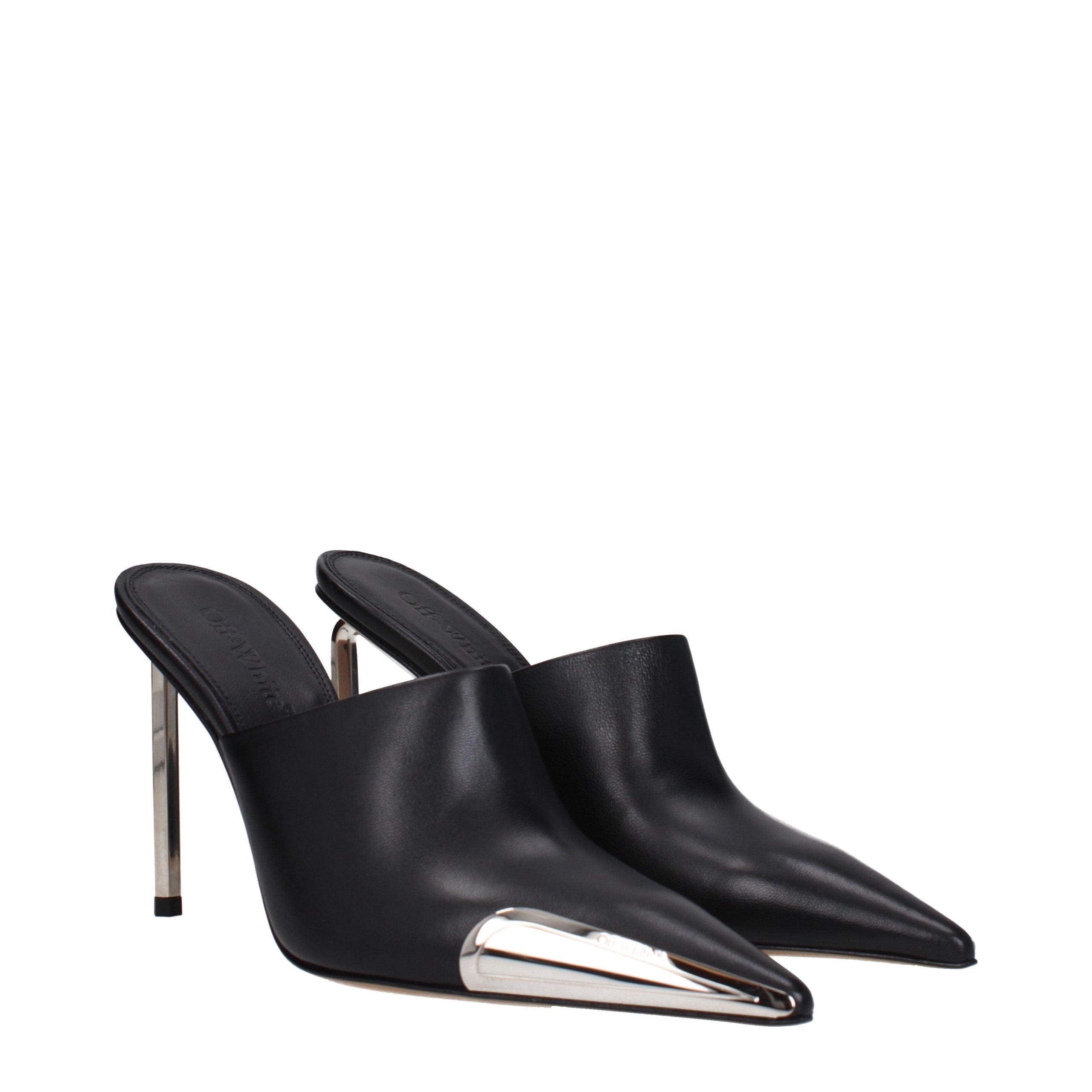 Off-White Black Leather High Heel Pumps