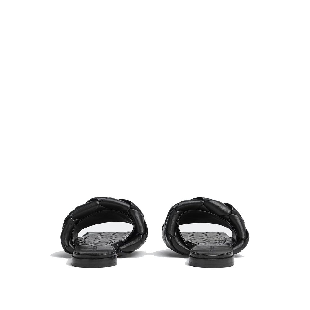 Bottega Veneta Black Lamb Leather Flat Sandals