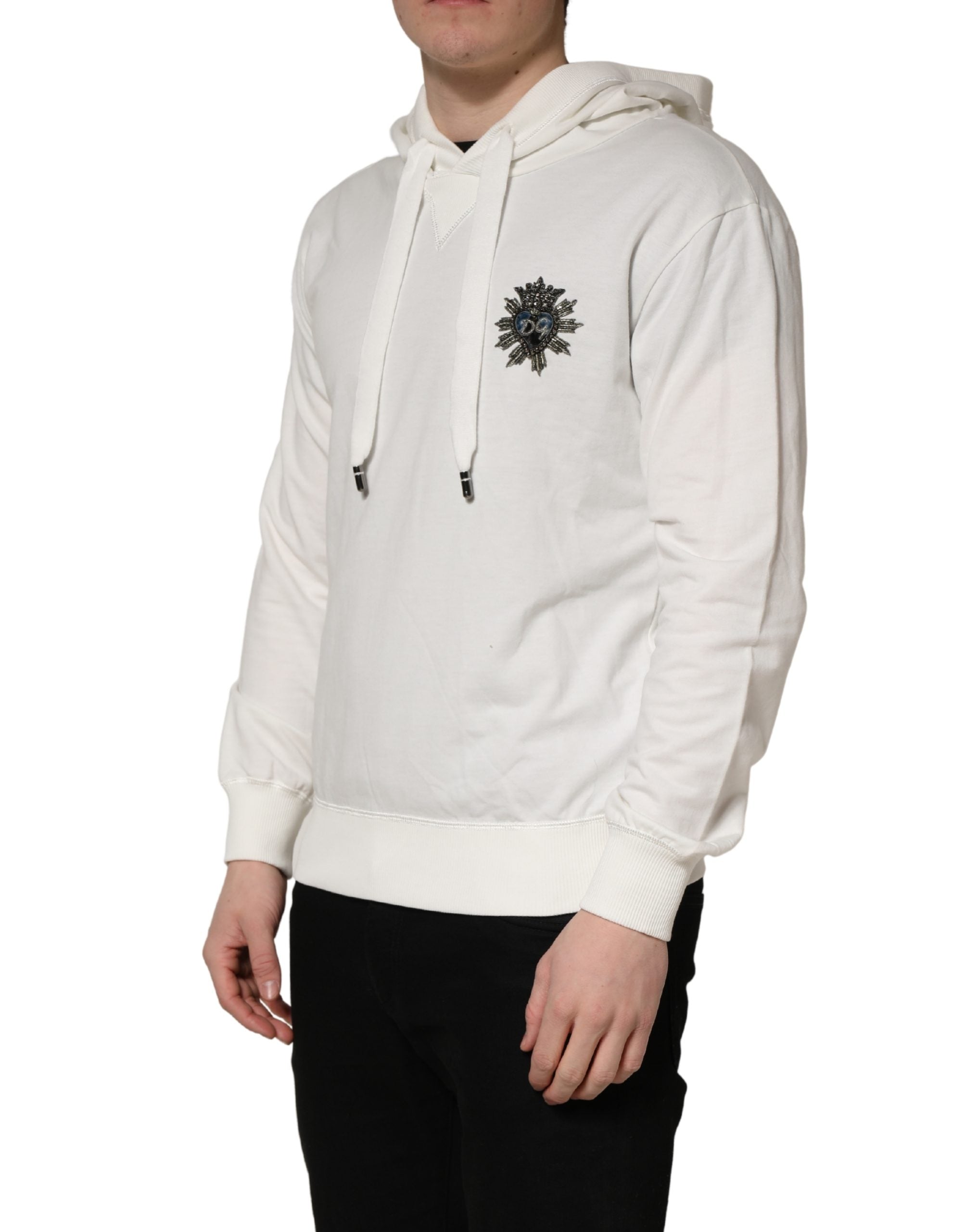 Dolce & Gabbana White Cotton Hooded Sweatshirt Sweater