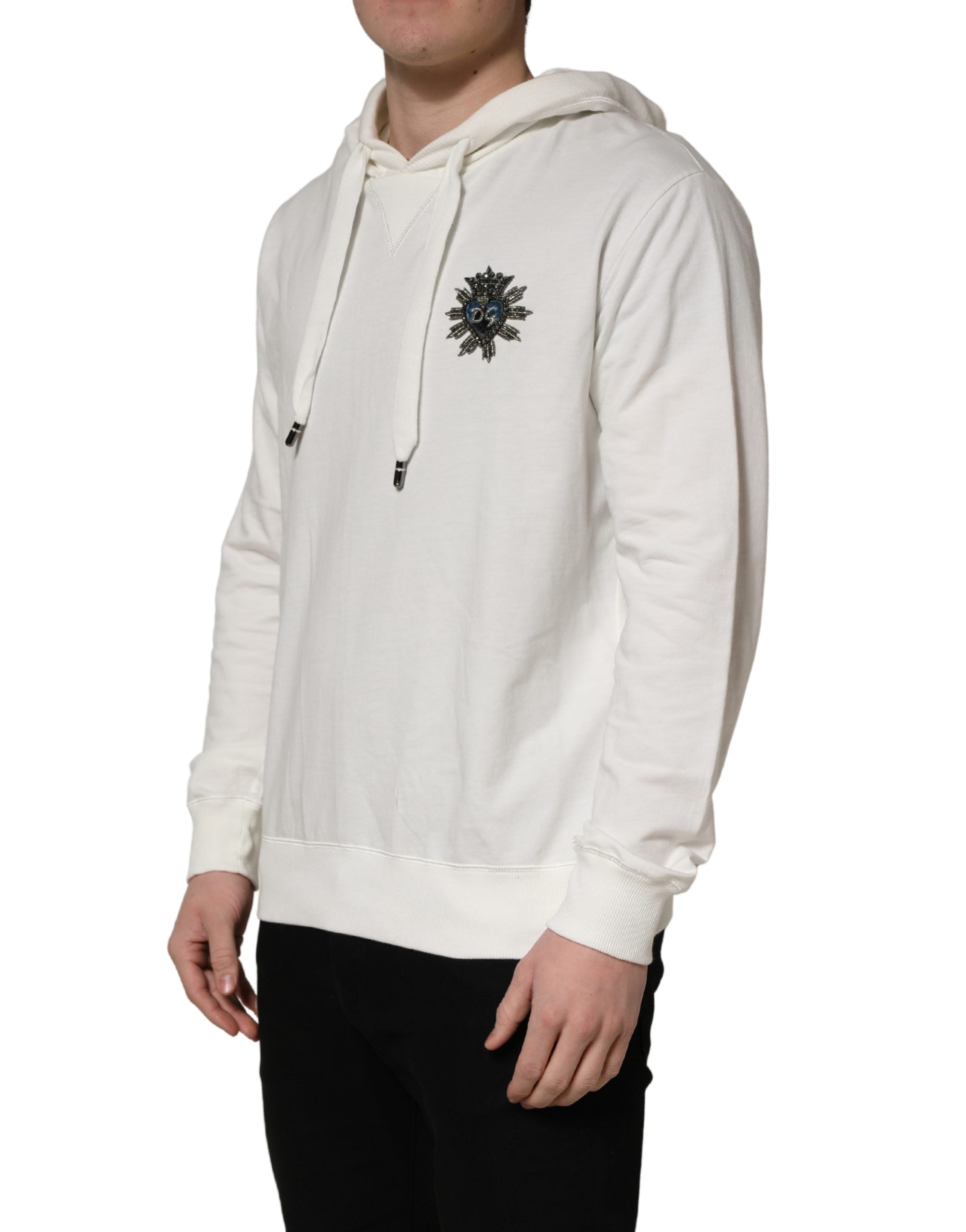 Dolce & Gabbana White Cotton Hooded Sweatshirt Sweater