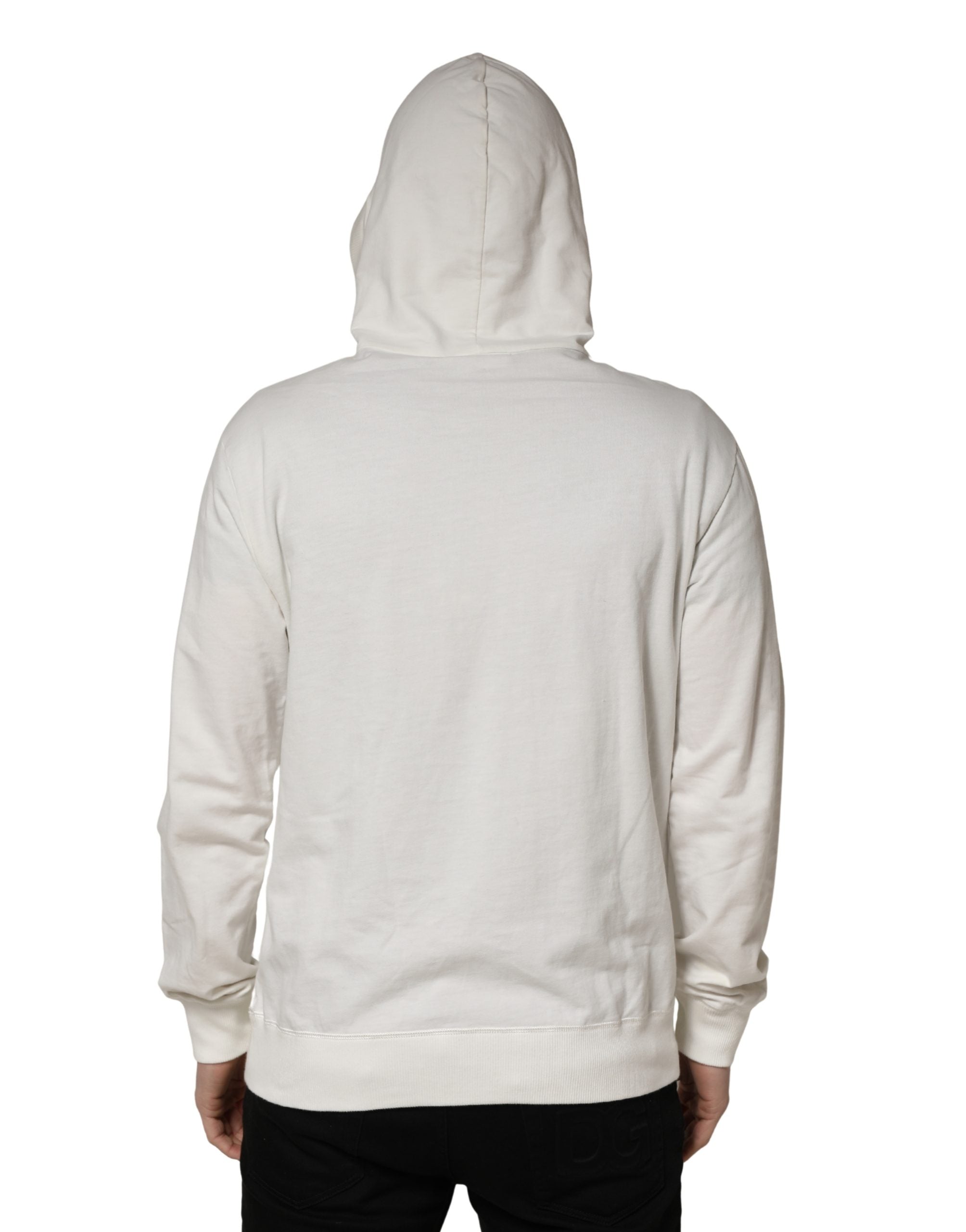 Dolce & Gabbana White Cotton Hooded Sweatshirt Sweater