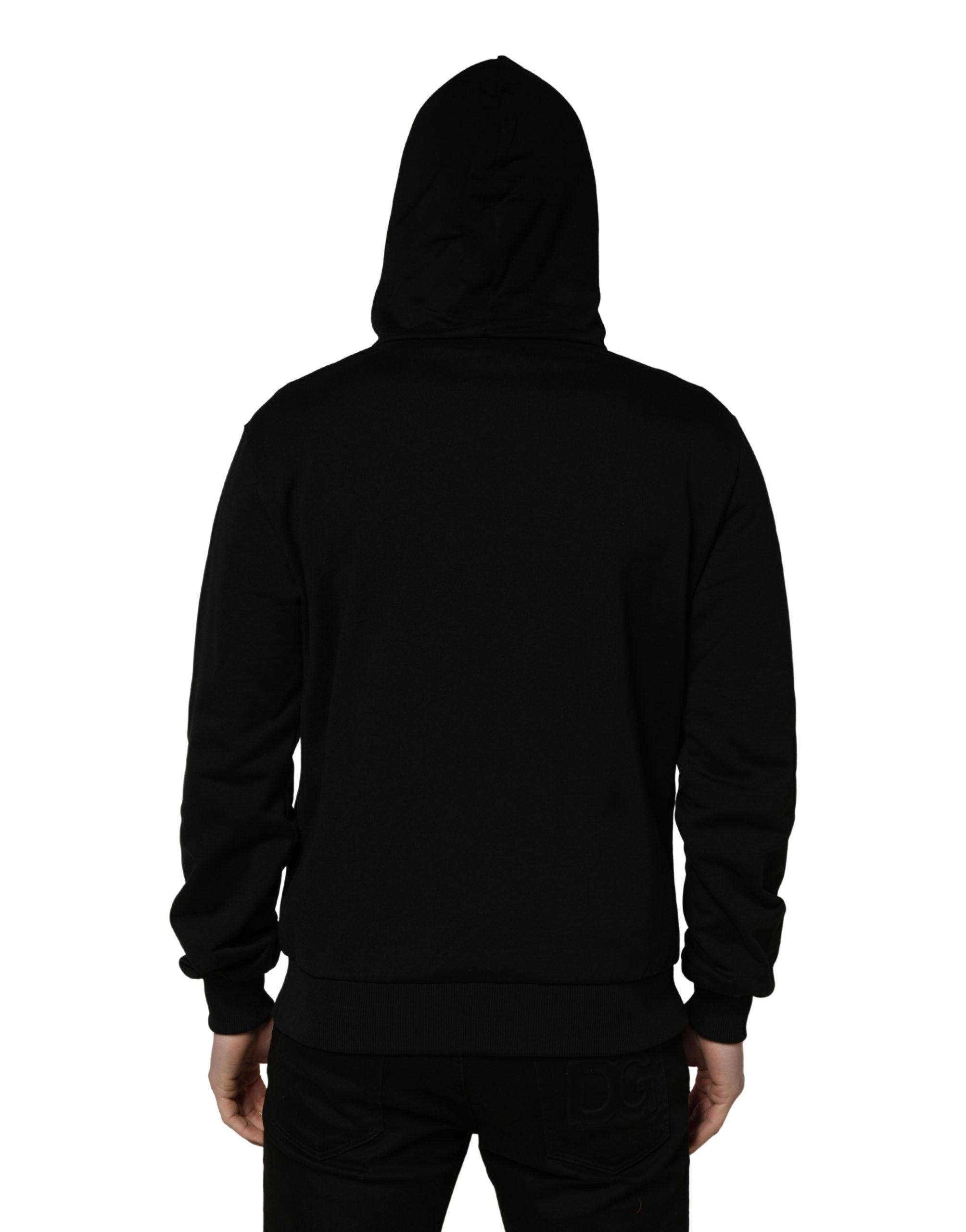 Dolce & Gabbana #dgfamily Black Cotton Hooded Men Sweatshirt Sweater