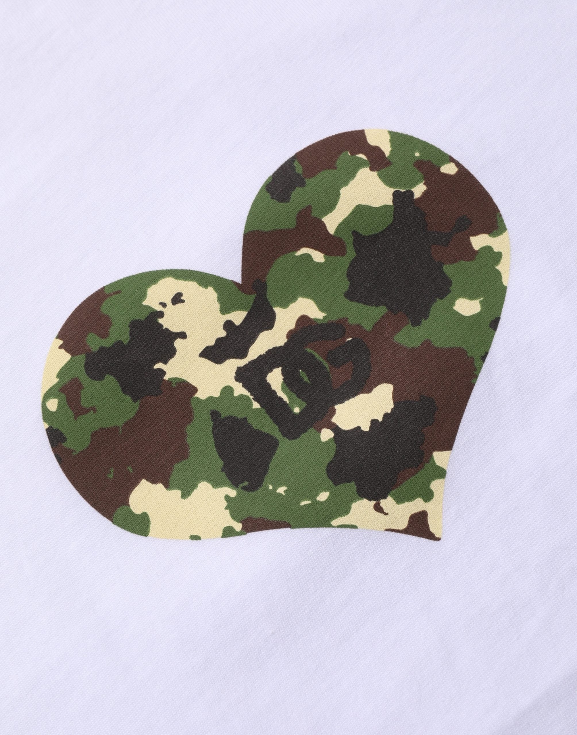 Dolce & Gabbana White Heart Shaped Camouflage Patch Men T-shirt