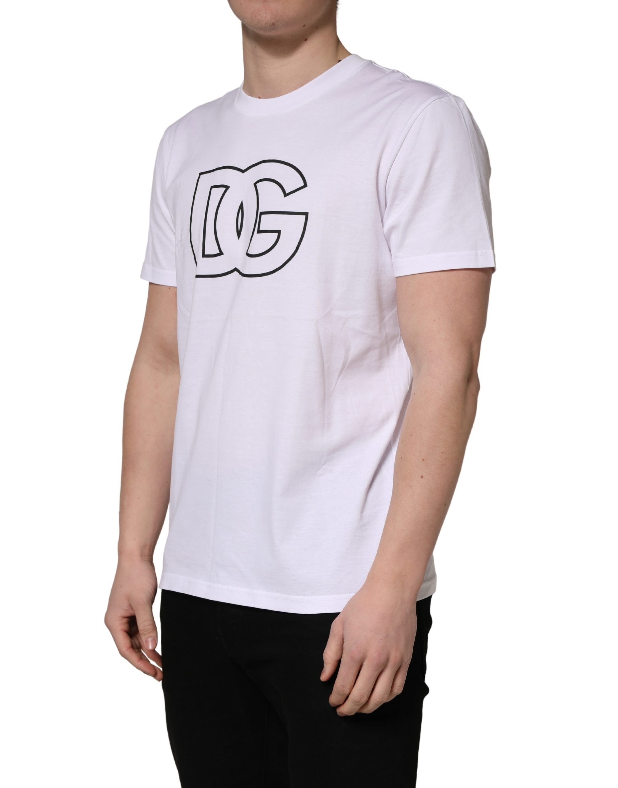 Dolce & Gabbana White DG Logo Print Short Sleeves Men T-shirt