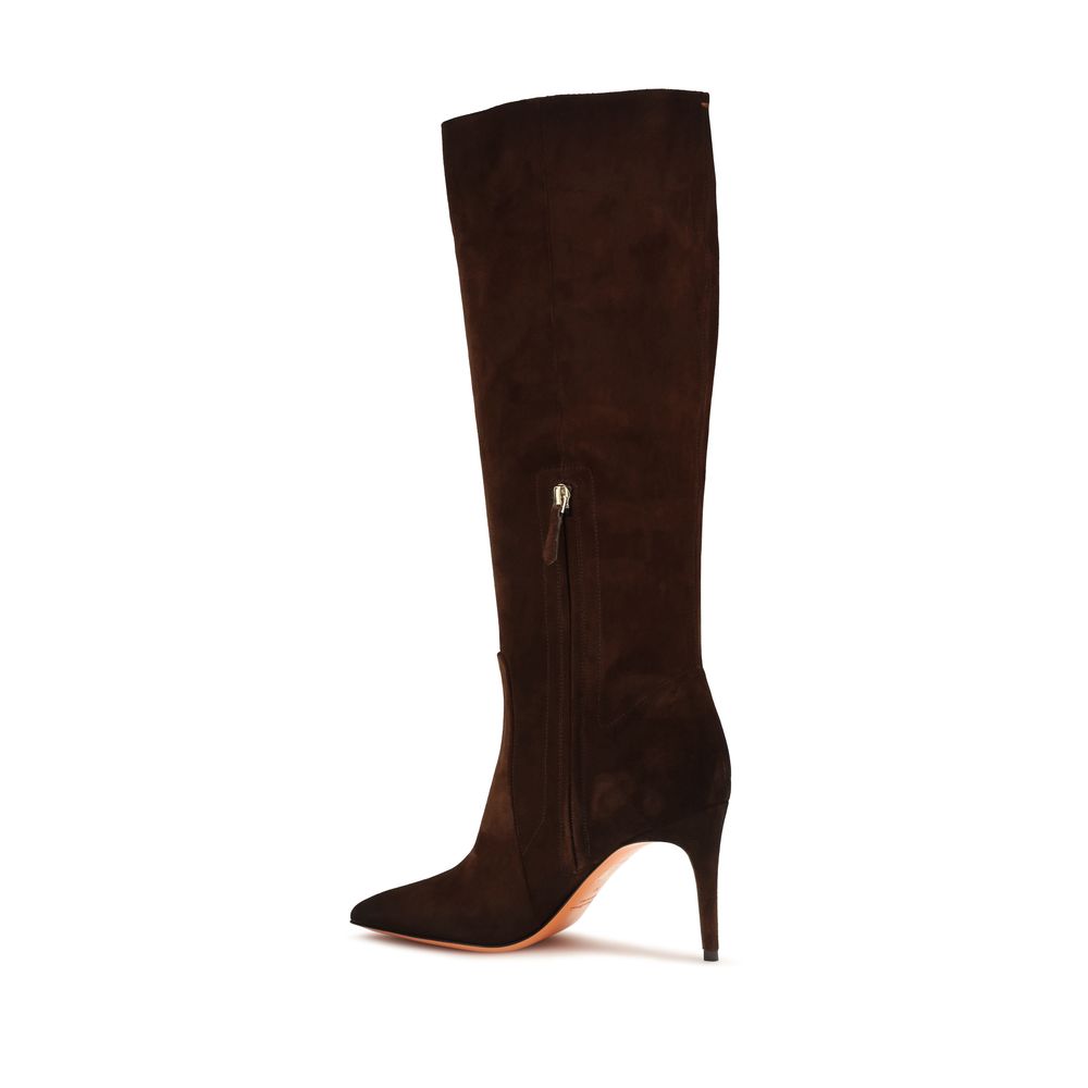 Santoni Brown Calf Leather Bos Taurus High Heel Boots