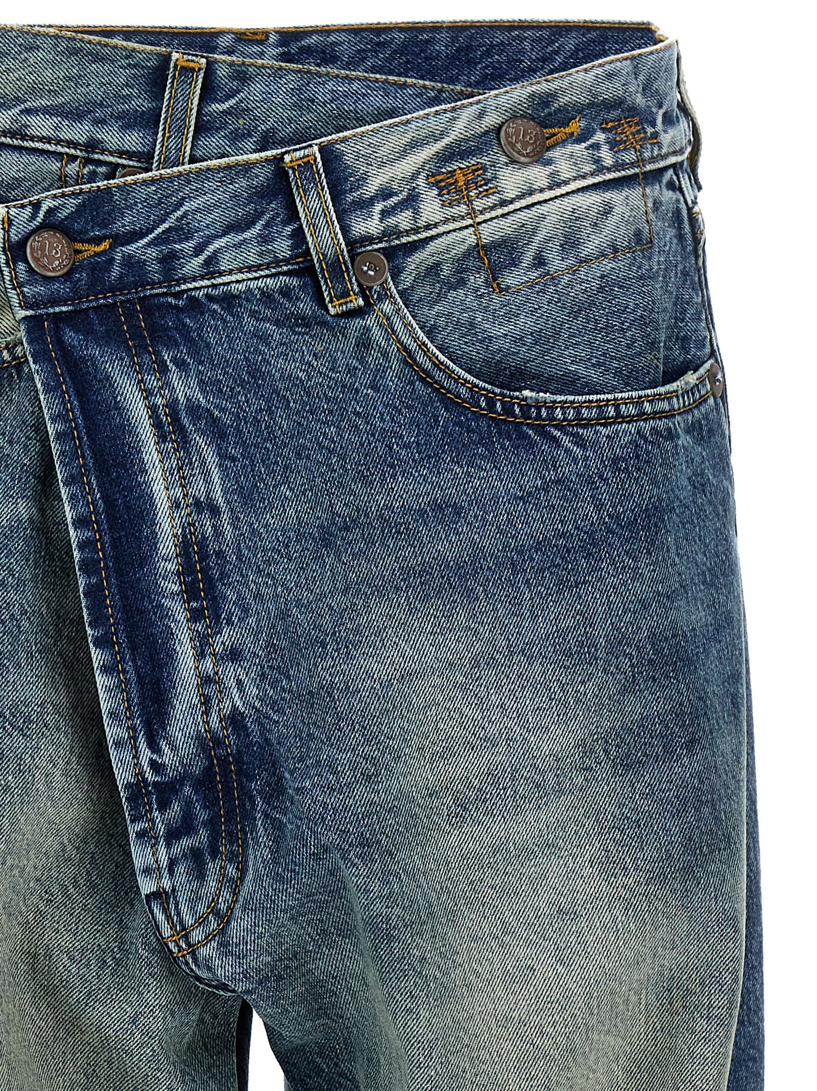 R13 Blue Cotton Straight-Leg Jeans
