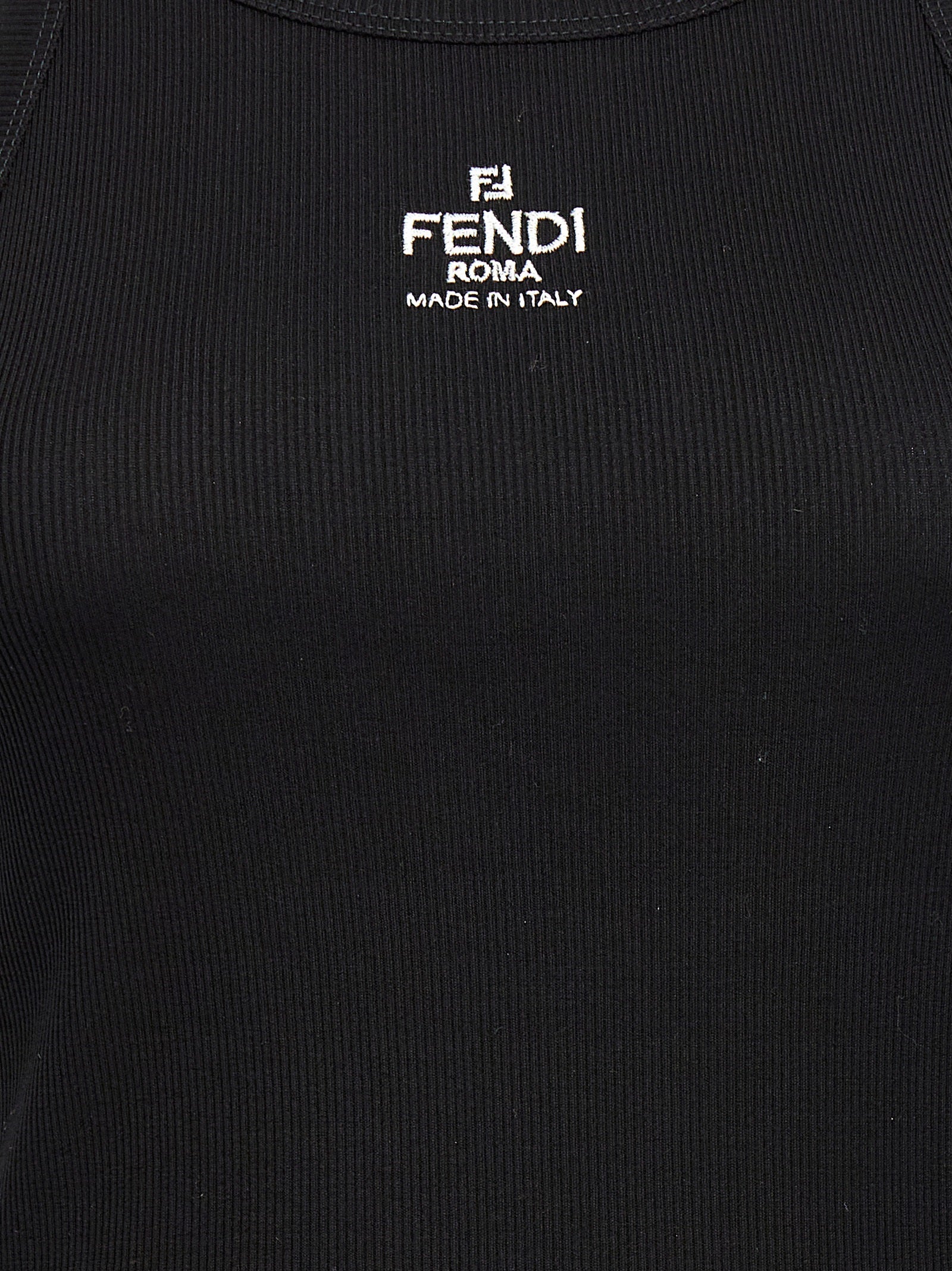 Fendi Black Cotton Sleeveles T-Shirt
