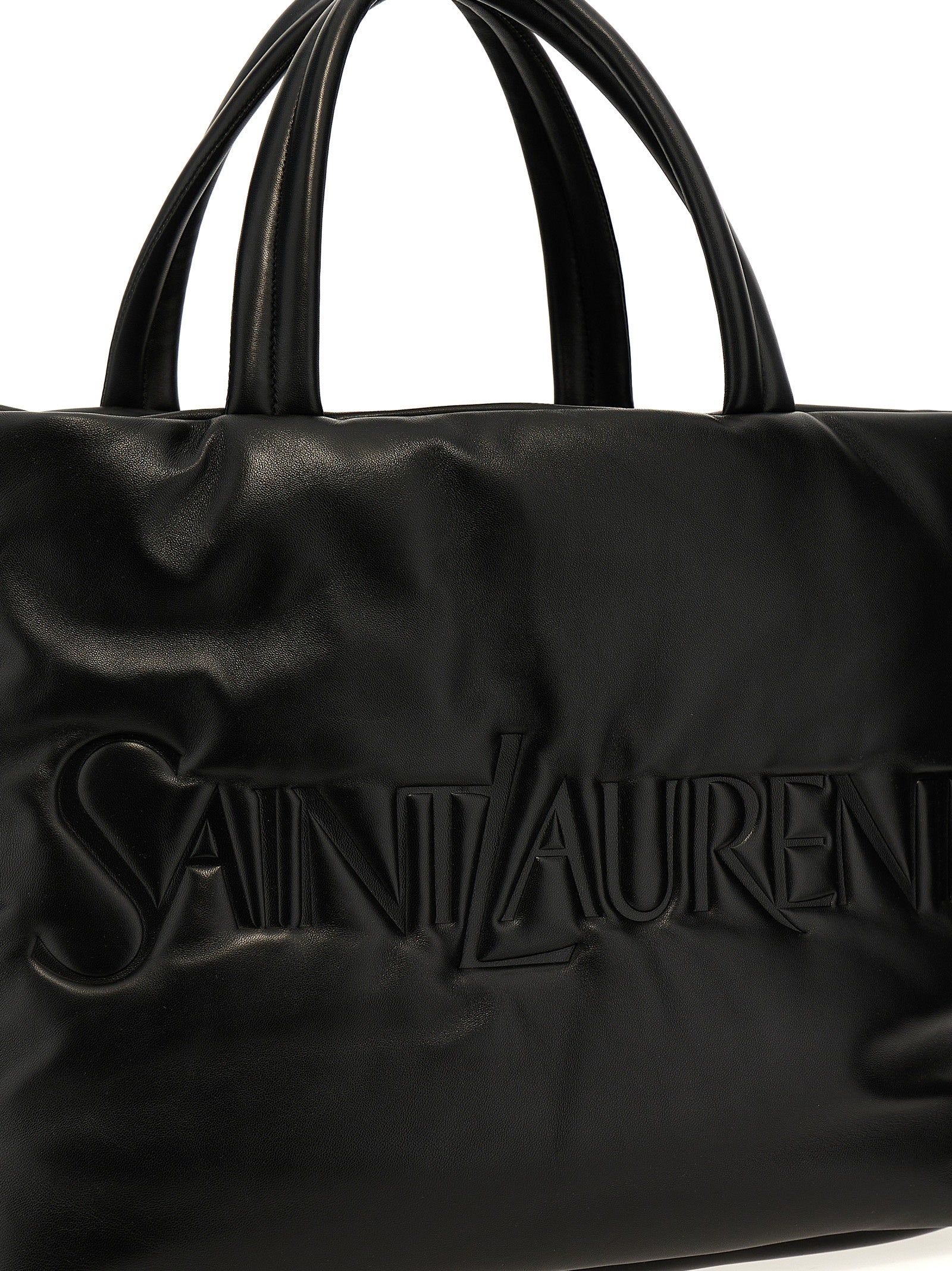 Saint Laurent Black Lamb Leather Tote Bag