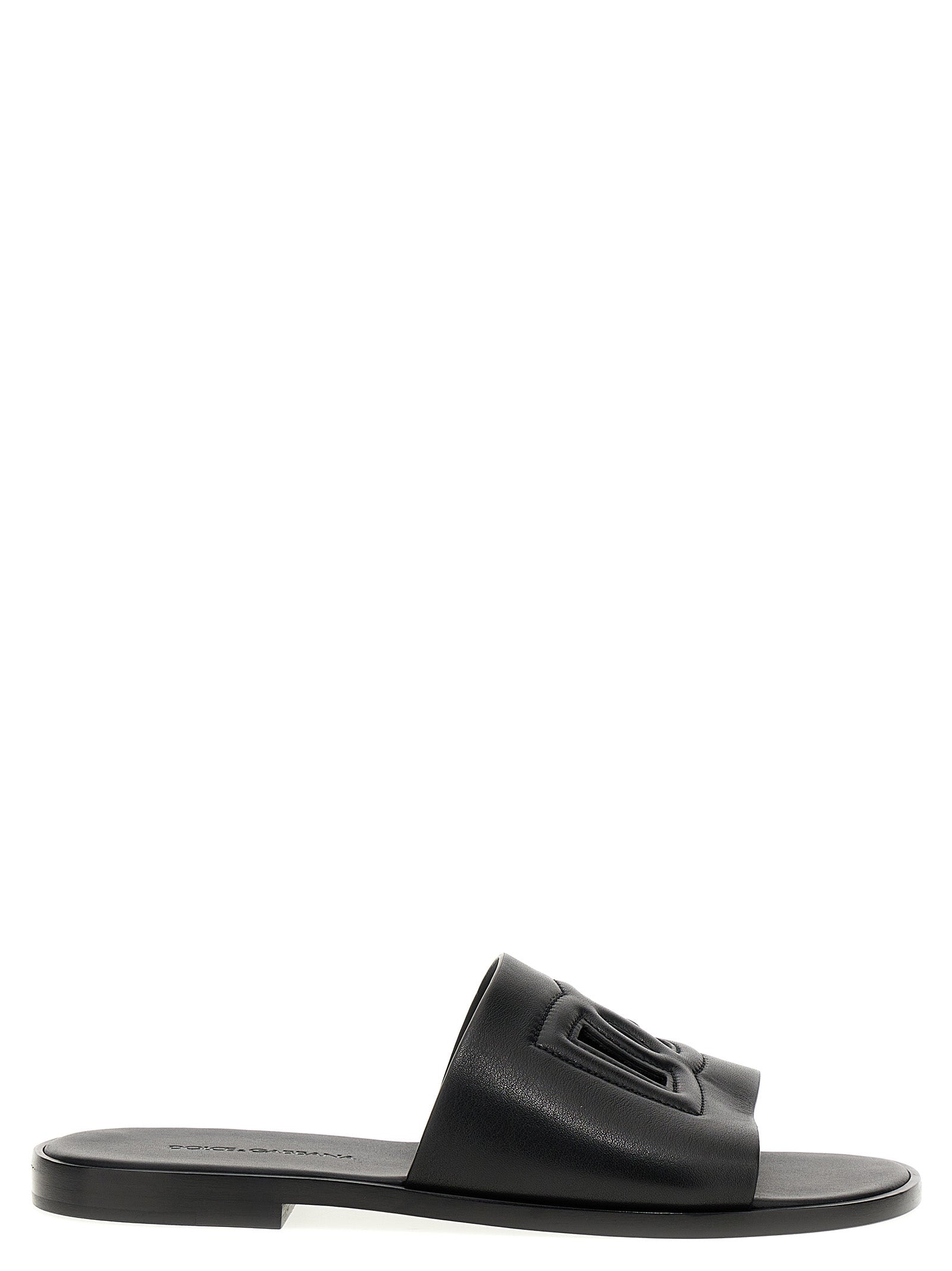 Dolce & Gabbana Black Leather Slides