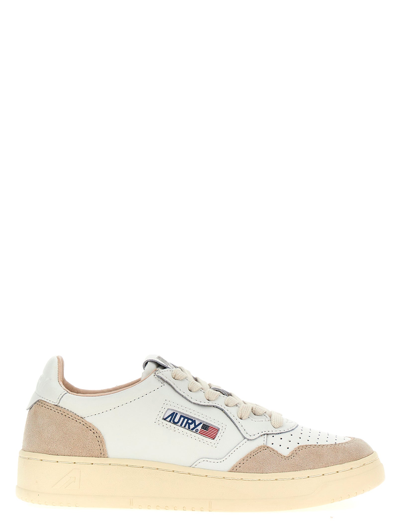 Autry Beige Cowhide Low Top Sneakers