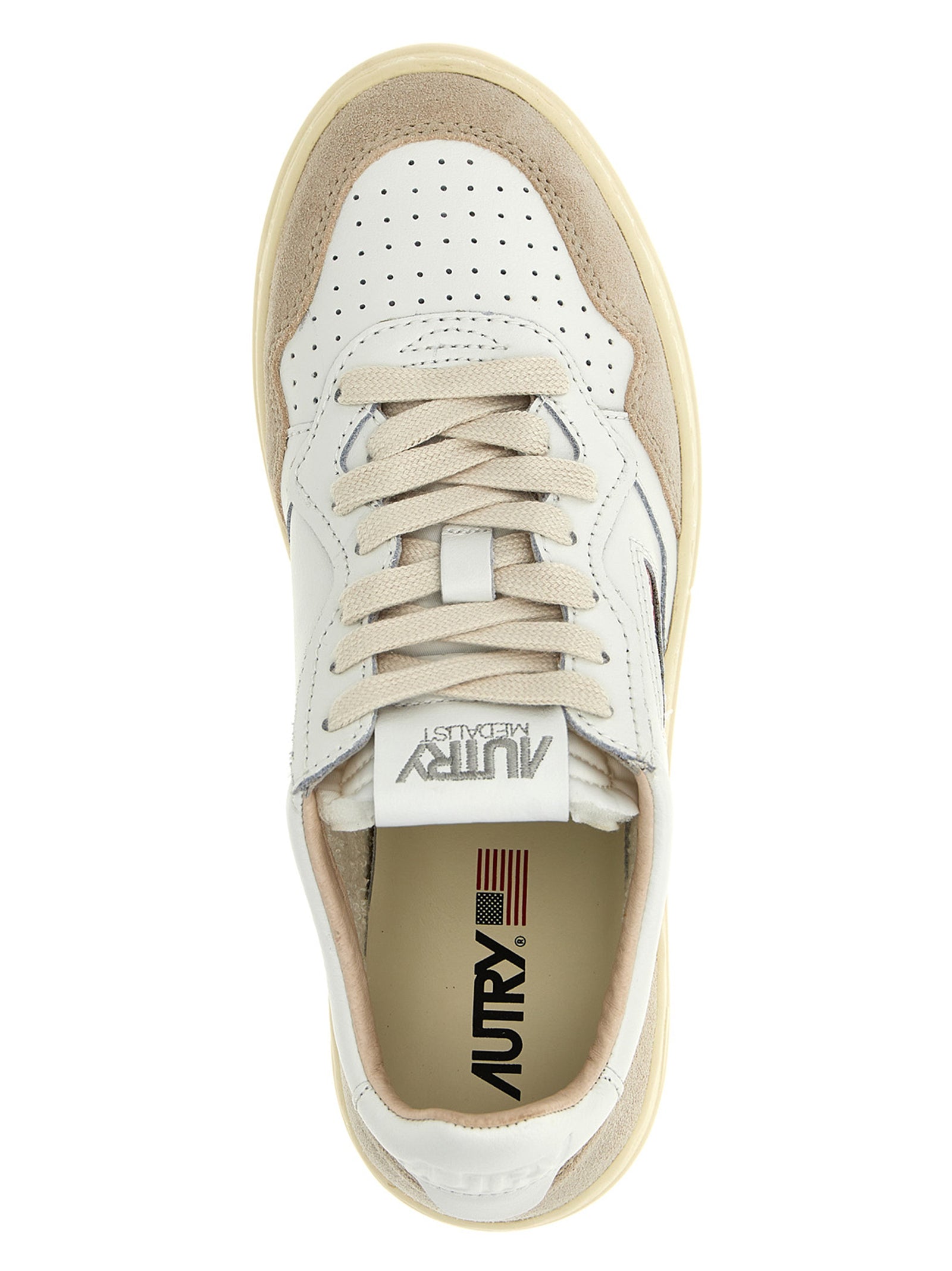 Autry Beige Cowhide Low Top Sneakers