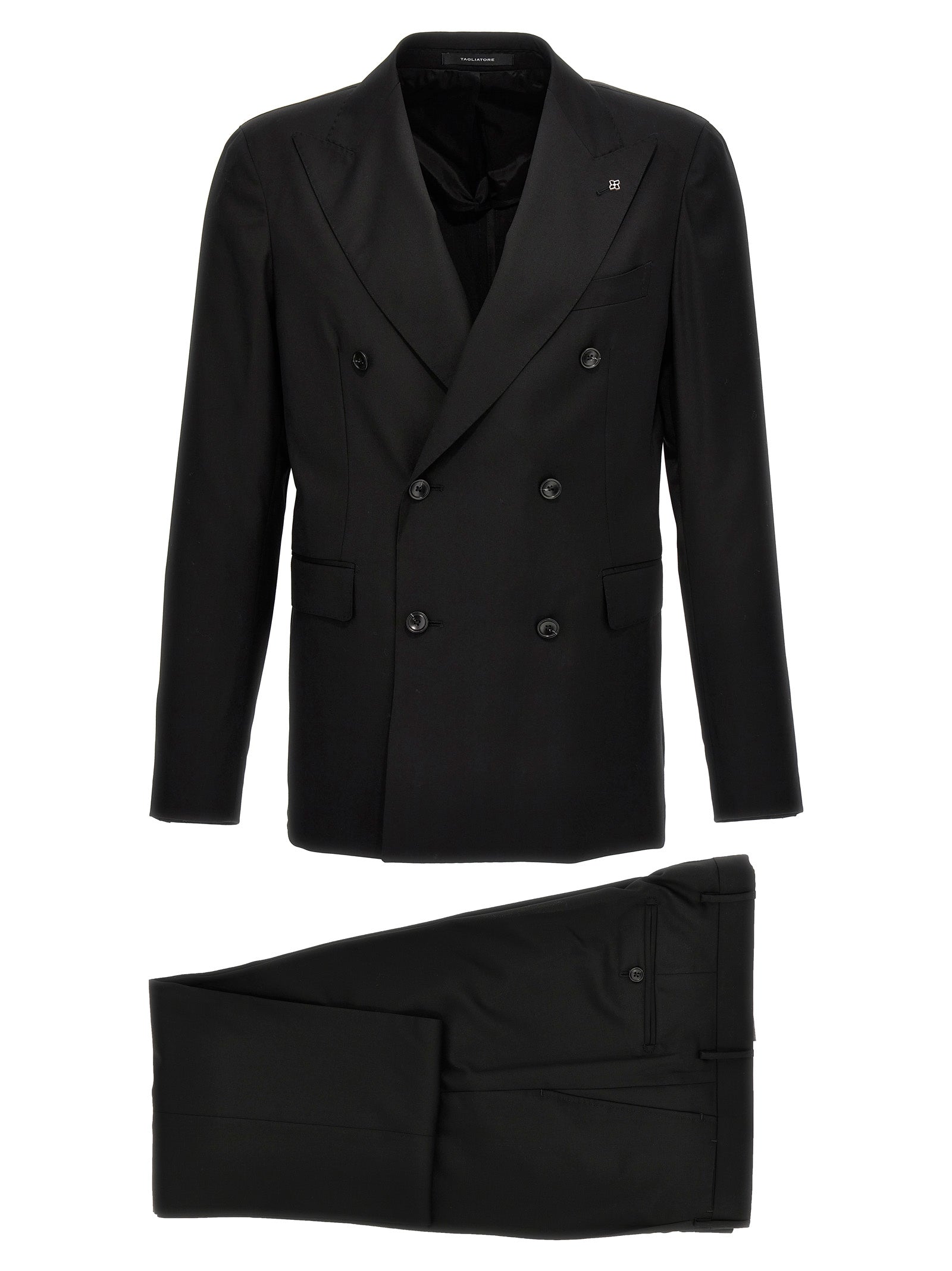 Tagliatore Black Virgin Wool Two-Piece Suit