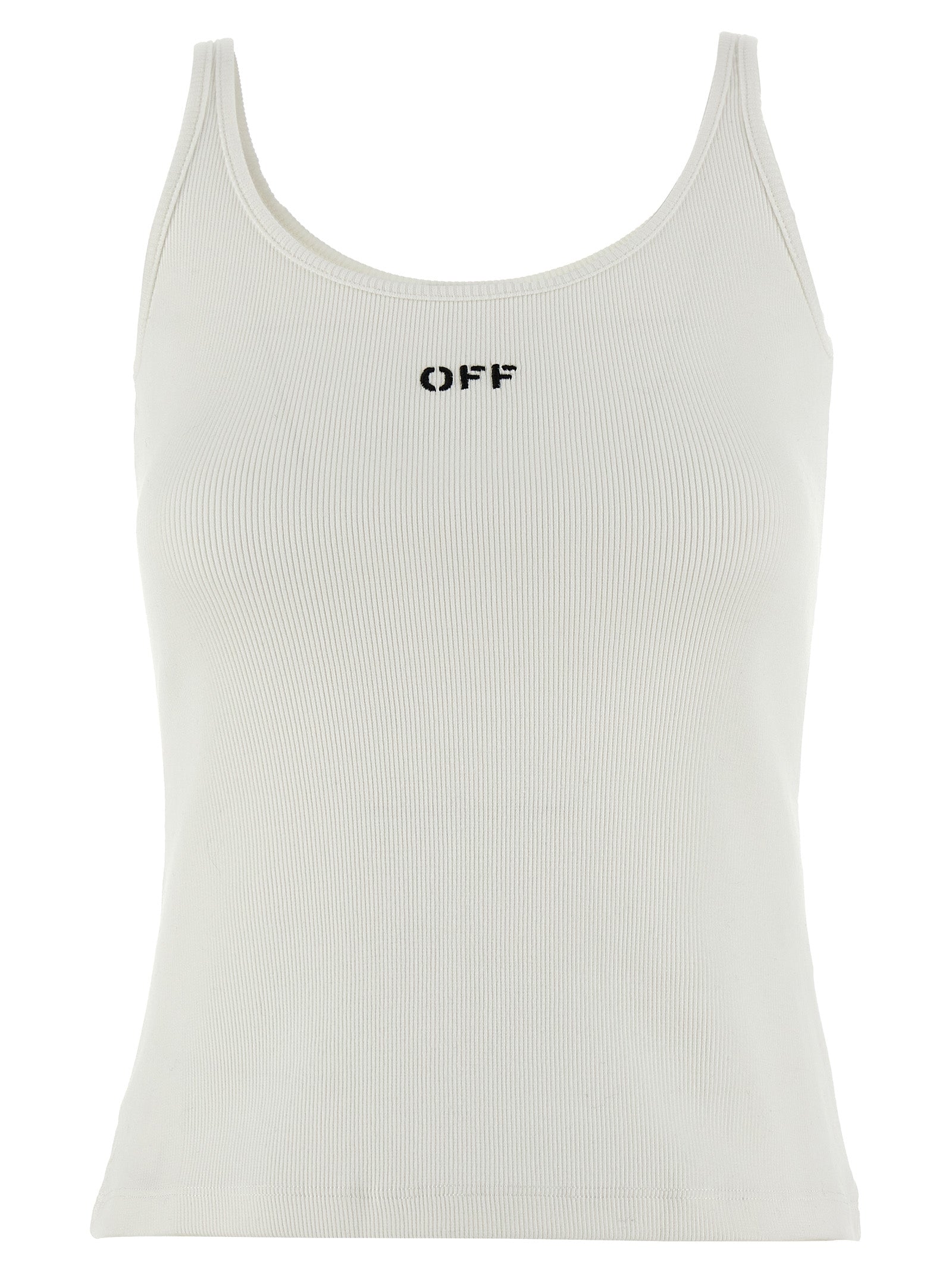 Off-White White Cotton Sleeveles T-Shirt