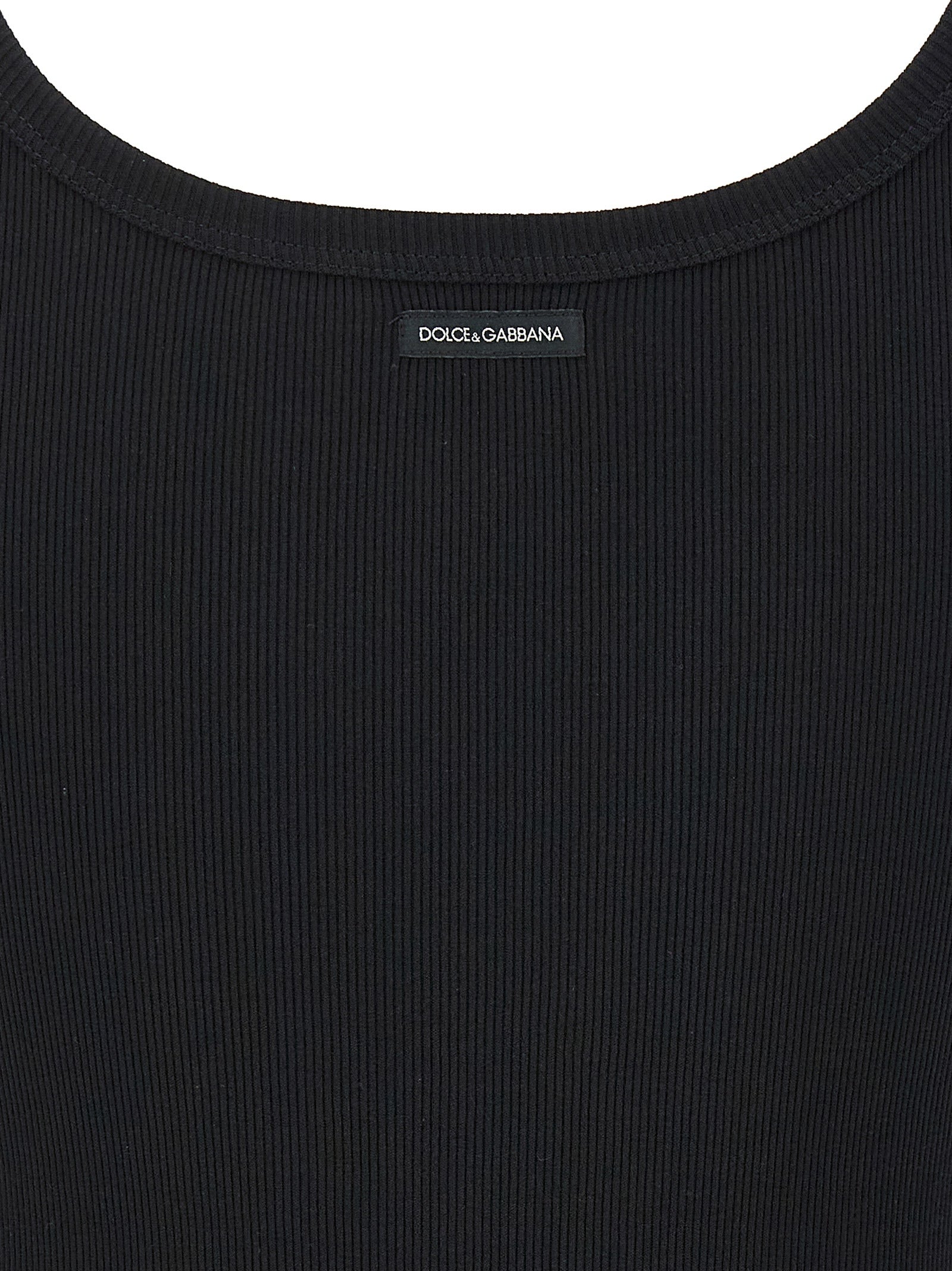Dolce & Gabbana Black Cotton Tank Tops